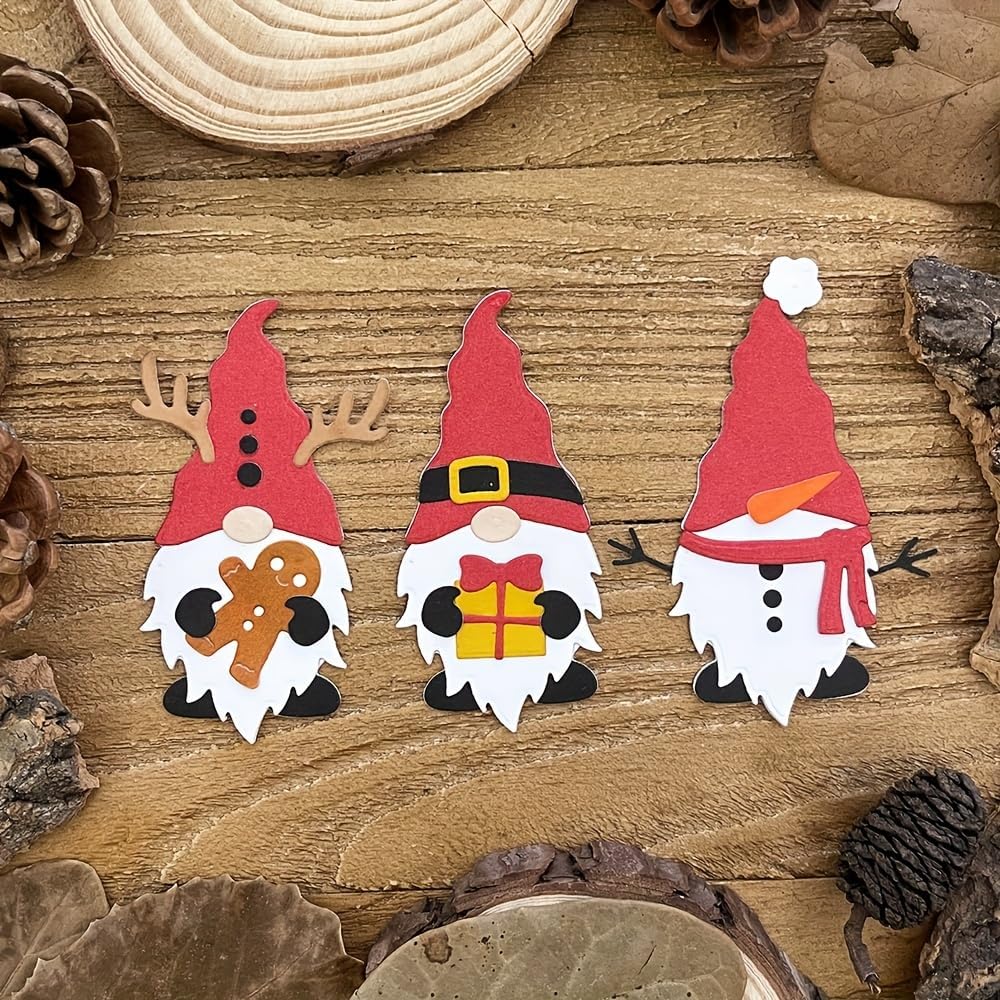 Lapoo Metal Cutting Die for Scrapbooking, 3D Backgrounds Frame New Cutting Dies DIY Album Card Making Decor Paper Metal Die Cuts Party Wedding Decorations (Three Midgets/Santa Claus 3.4 x 4.2 in)