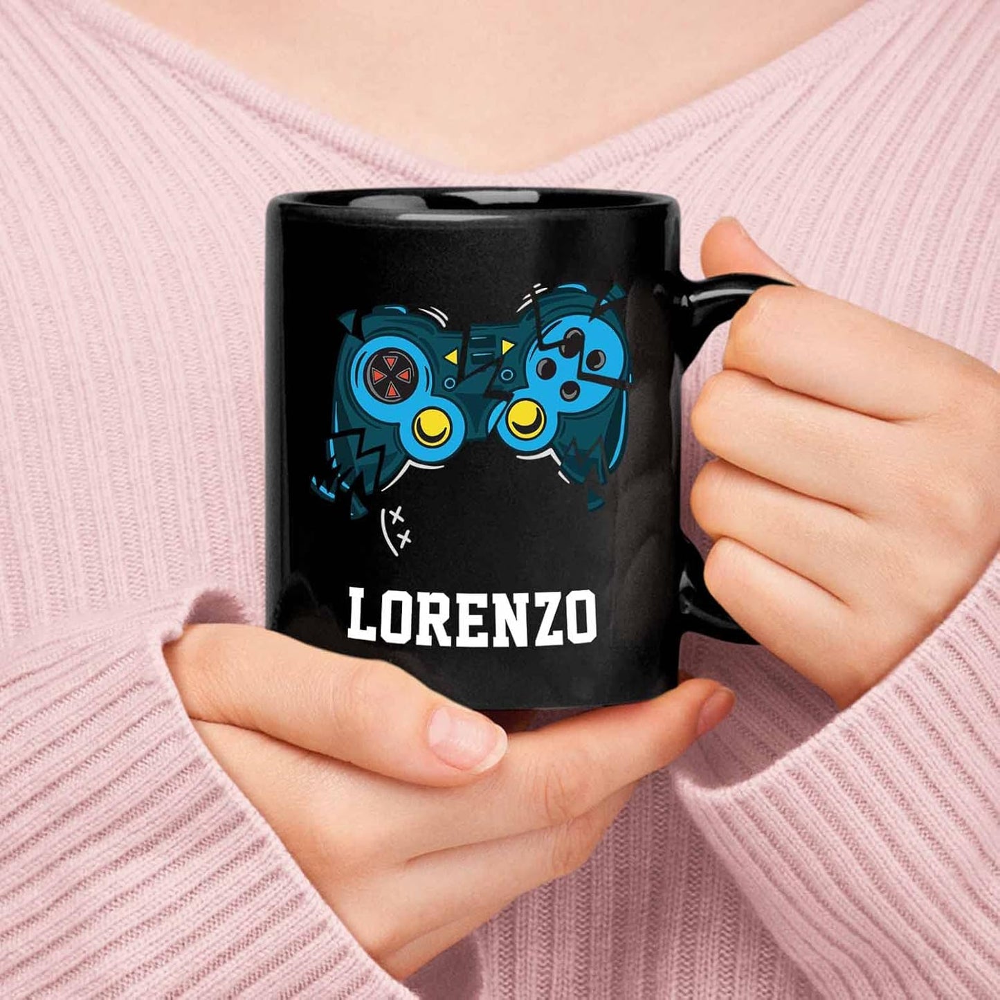 Personalized Choose Name Coffee Mug, Custom Pro-gamer Black Ceramic 11 Oz & 15 Oz, Video Console Gamer Gaming Travel Mug