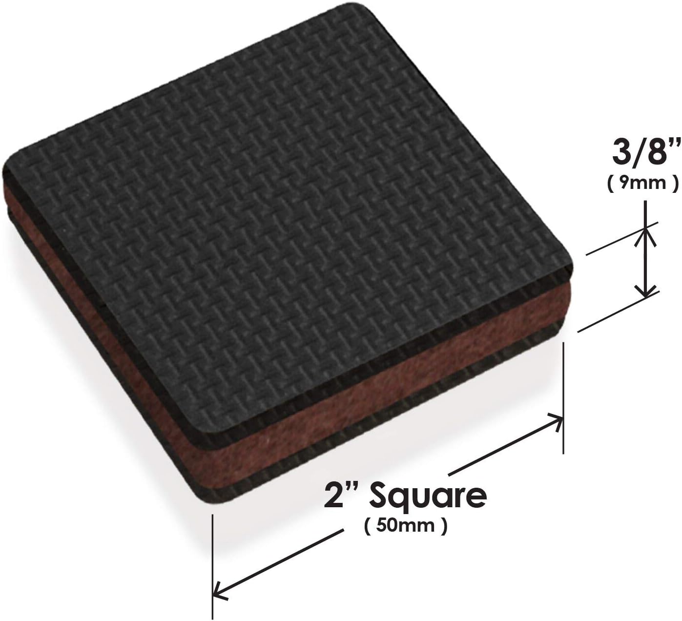 Slipstick GorillaPads CB142 Non-Slip Furniture Pads/Grippers (Set of 8) Furniture Leg Floor Protectors, 2 Inch Square, Black