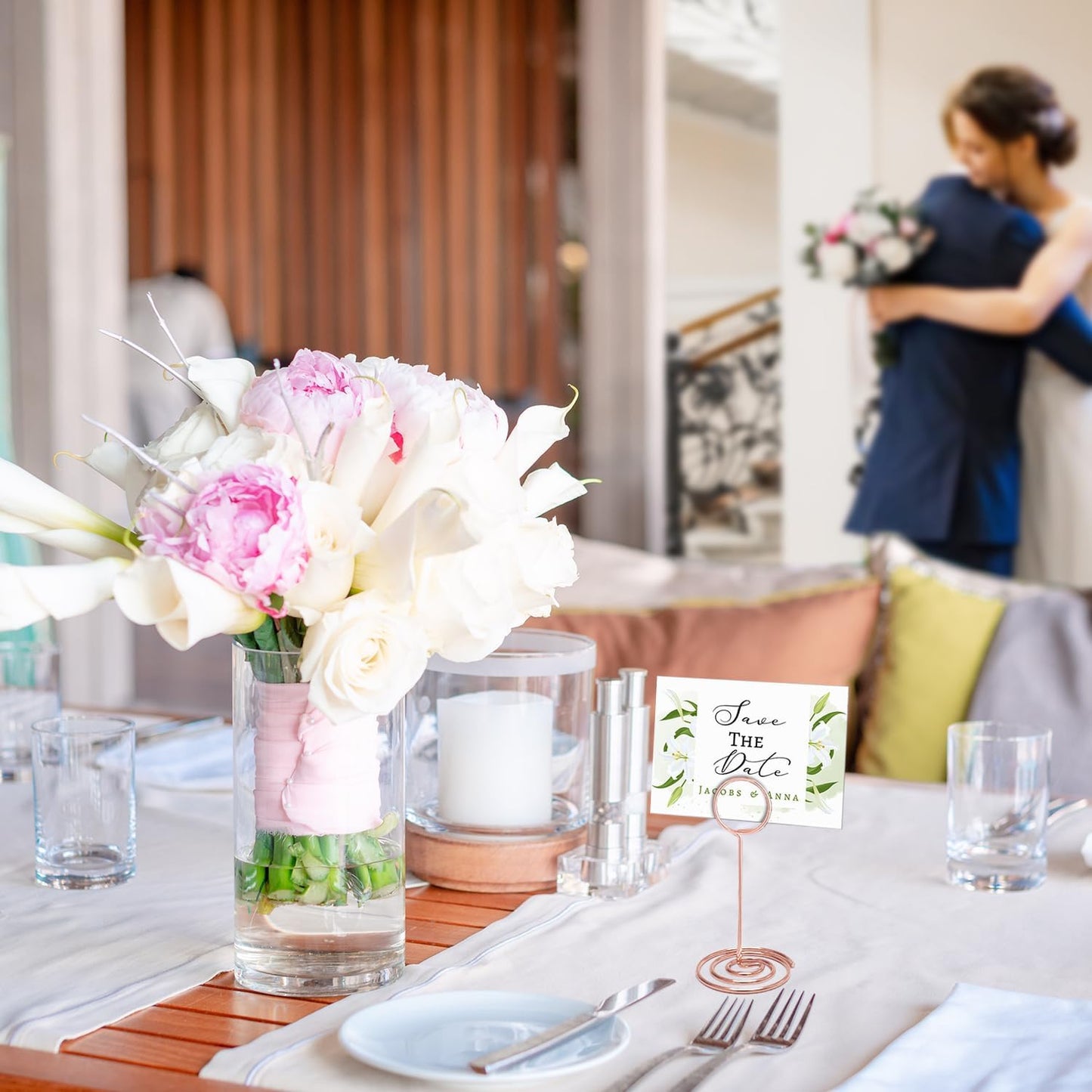 Table Number Holders 20Packs - 3.35 Inch Table Number Stands Place Card Holder for Wedding Party Graduation Reception Restaurant Home Photo Picture Office Memo (Rose Gold, 3.35")