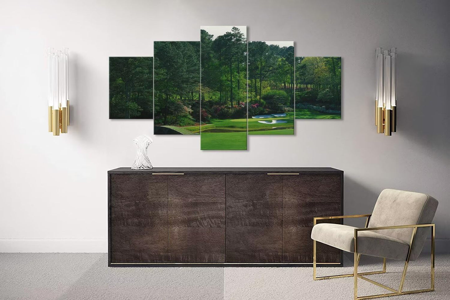chenchenArt Augusta National Golf Course Wall Art for Living Room Bedroom Bathroom Home Decorations Augusta Golf Course Posters Canvas Prints Framed Ready to Hang(50''W x 24''H)