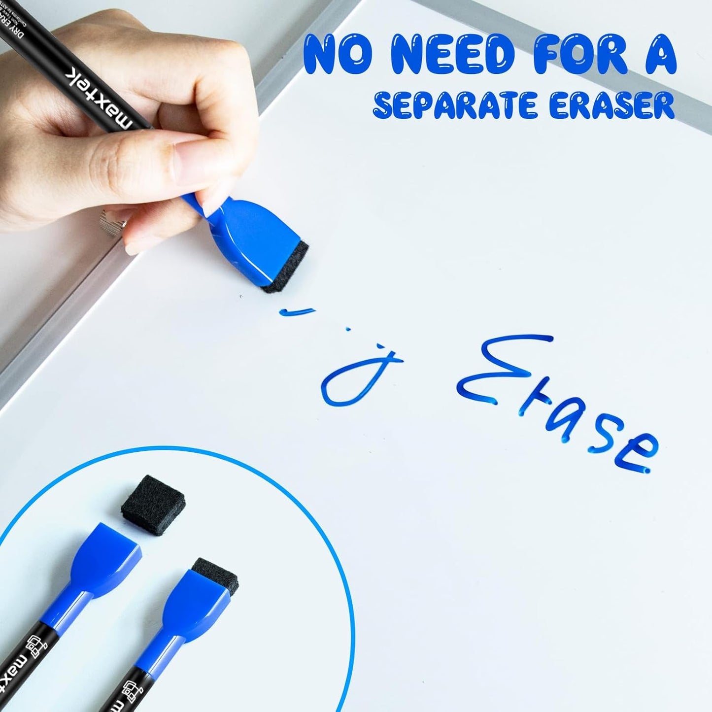 maxtek Dry Erase Markers - 6 Count Colorful Magnetic Dry Erase Markers Fine Tip with Eraser, Low Odor Whiteboard Markers for Calendar Boards