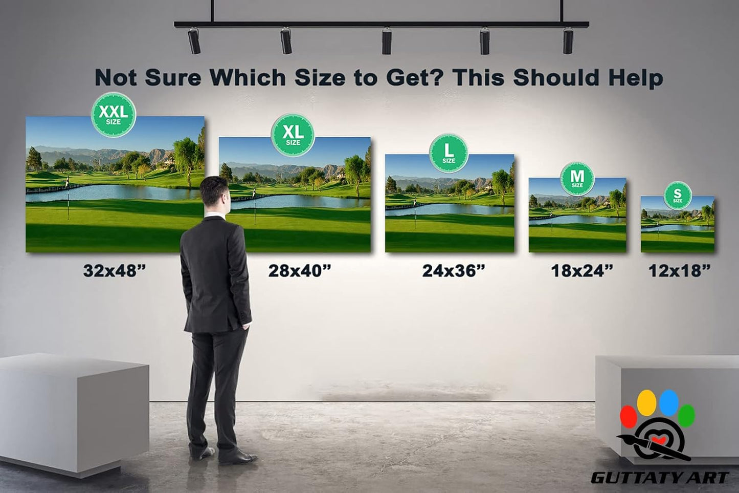 GUTTATY Golf Course Wall Art, Golf Pictures Posters Canvas Print Wall Decor for Golfer's Man Cave Home Ofice Ready to Hang (24x36 Inches)