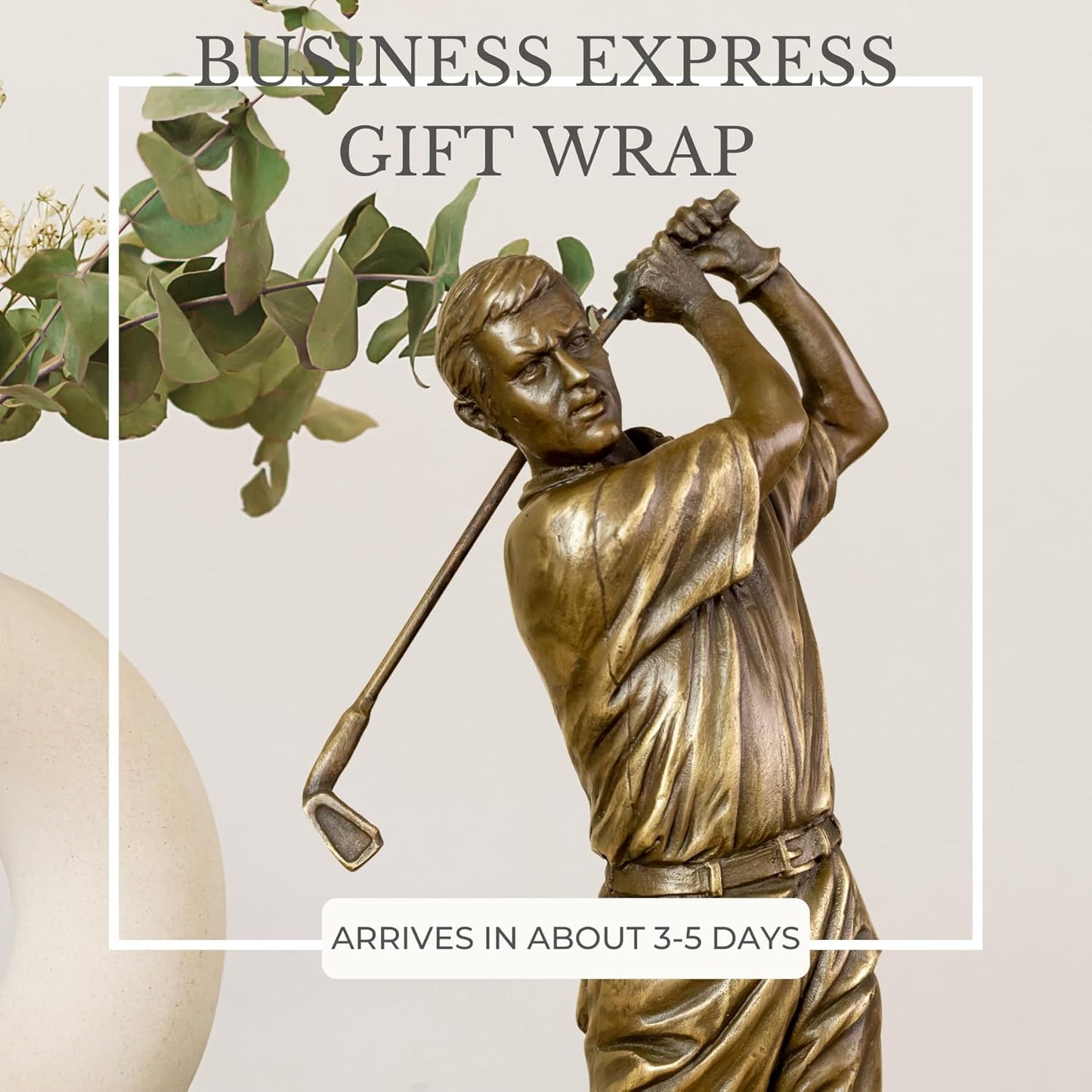 12.2'' Modern Golf Man Bronze Statue, Bronze Golfer Figurine Sculpture Ornament with Marble Base, Classical Art Craft for Home, Office Decor, Collection, Gift