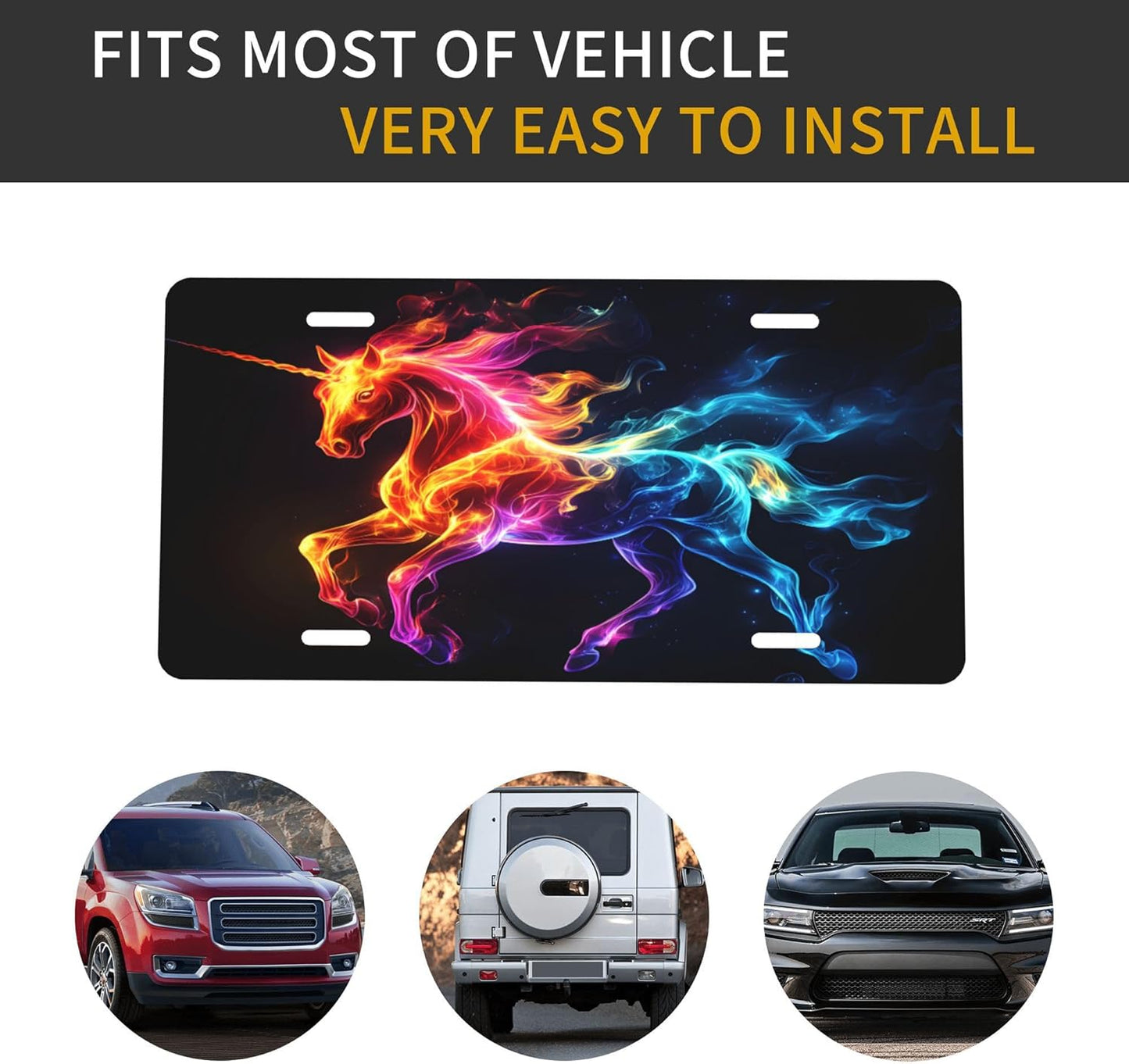 Custom License Plate Personalized Animal Horse Funny Aluminum Front License Plates Decorative Rust-Free Metal Car Plate Covers for Women Men Car Tag Accessories fit Truck SUV Rv 12 X 6 in