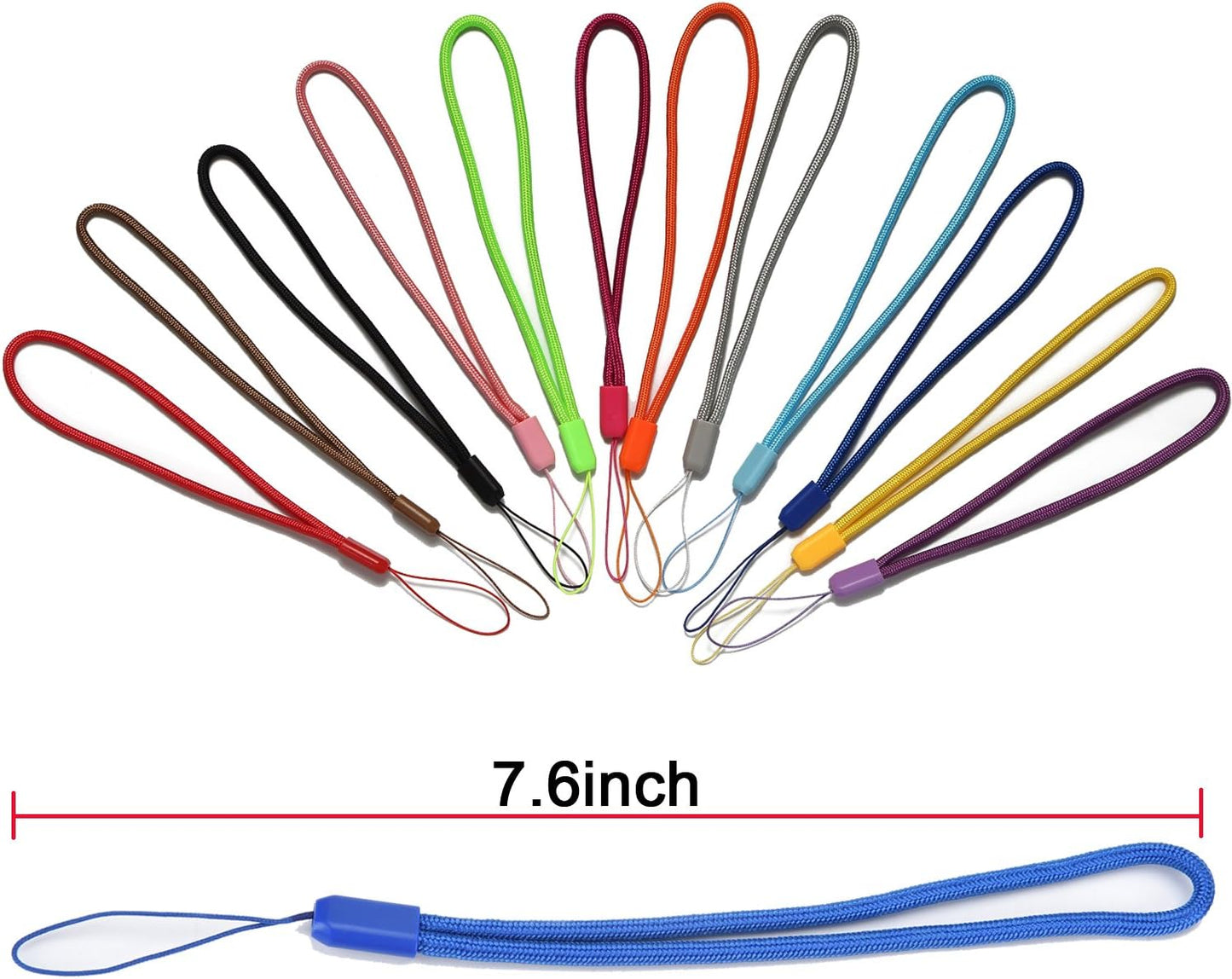 AMUU 12 Pack Wrist Lanyards Short Colorfull Hand Wrist Lightweight Lanyard Strap String for USB Keys Keychain Assorted Colors