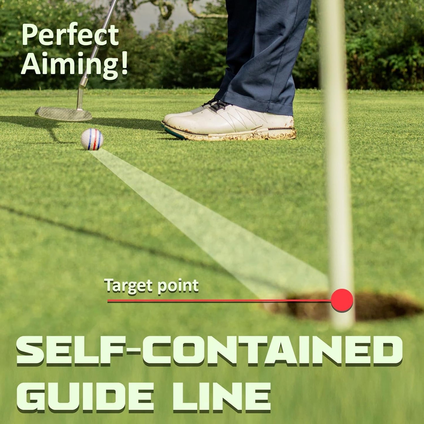 1 Pack 360° Triple Line Golf Ball Marker,Golf Ball Line Marker Tool,Golf Ball Marker Stencil,Alignment Ball Marker,Golf Accessories