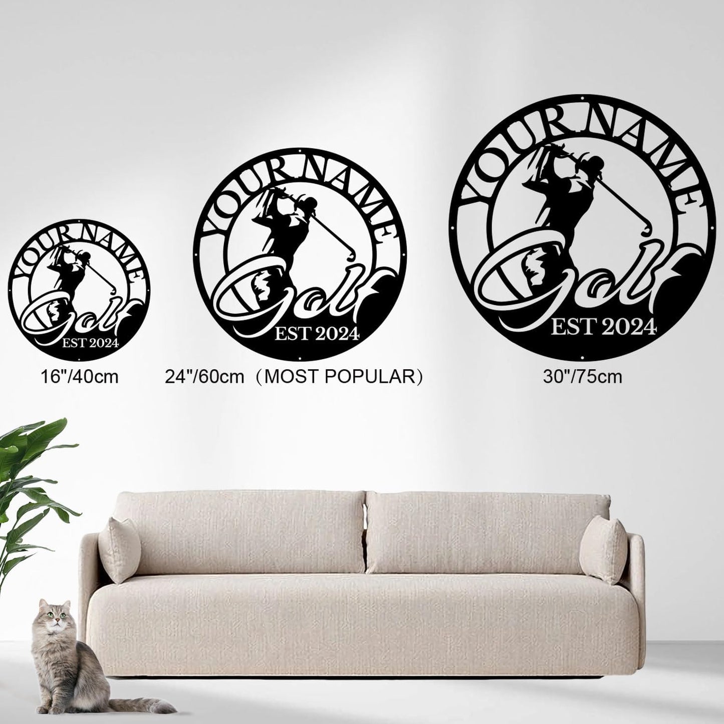 Golf Art Metal Signs,Custom Golf Metal Name Signs,Personalized Golf Signs,Black Golf Metal Wall Art Signs,Golfball Home Outdoor Metal Signs (Style F)