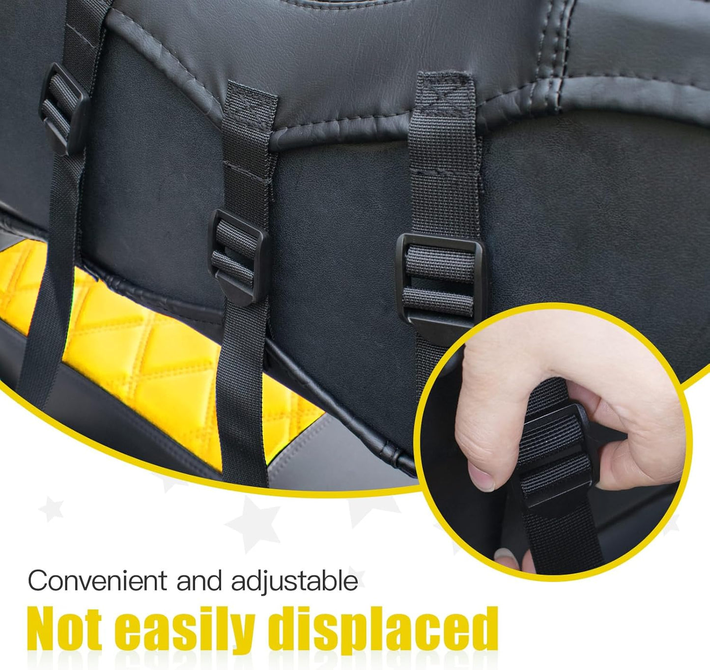 NOKINS Golf Cart Diamond Seat Covers Kit, Fit for EZGO TXT 1994-2013/EZGO RXV OEM Standard Front Seat Cushion, Golf Cart Vinyl Seat Cover, No Nails Required (Yellow and Black)