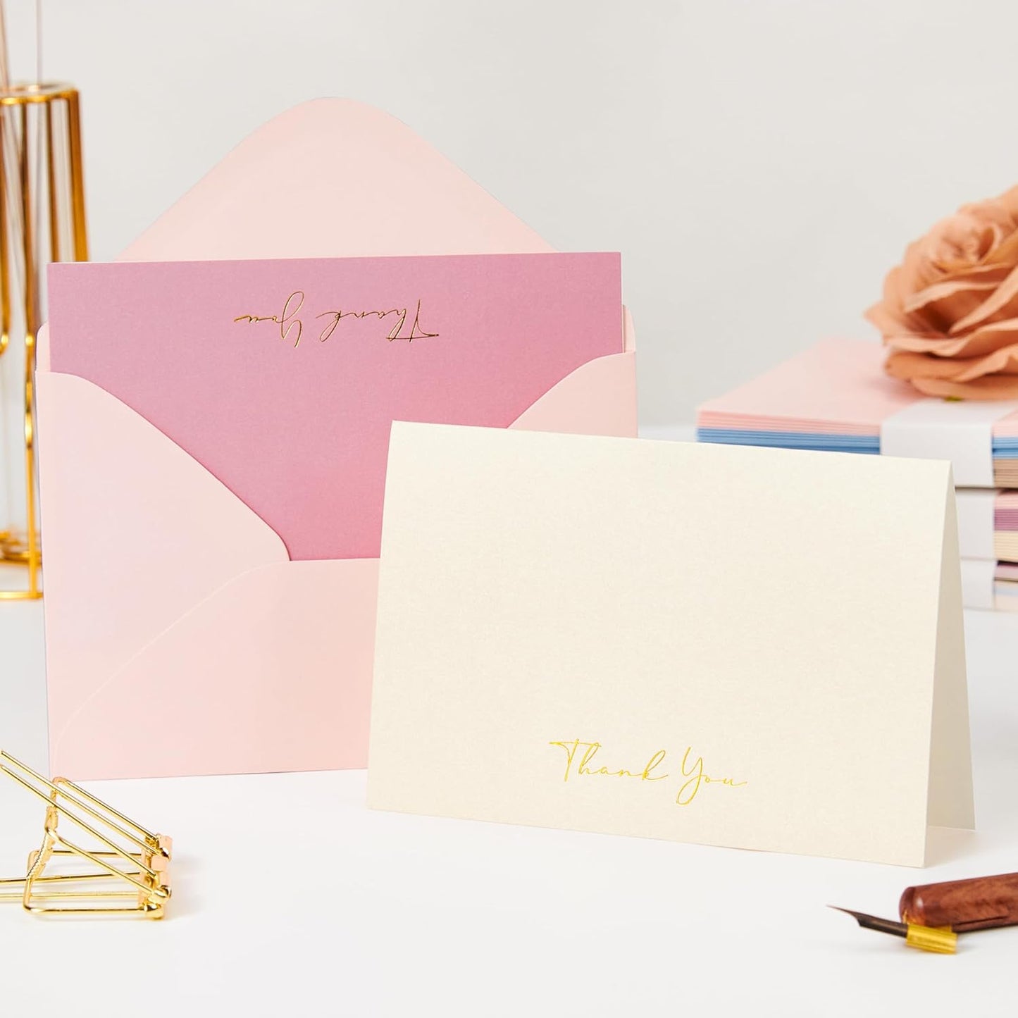 Crisky Ombre Thank You Cards with Envelopes & Stickers, 25 Pack Bridal Shower Graduation Thank You Cards Small Business, Wedding Baby Shower Birthday Funeral Notes Bulk