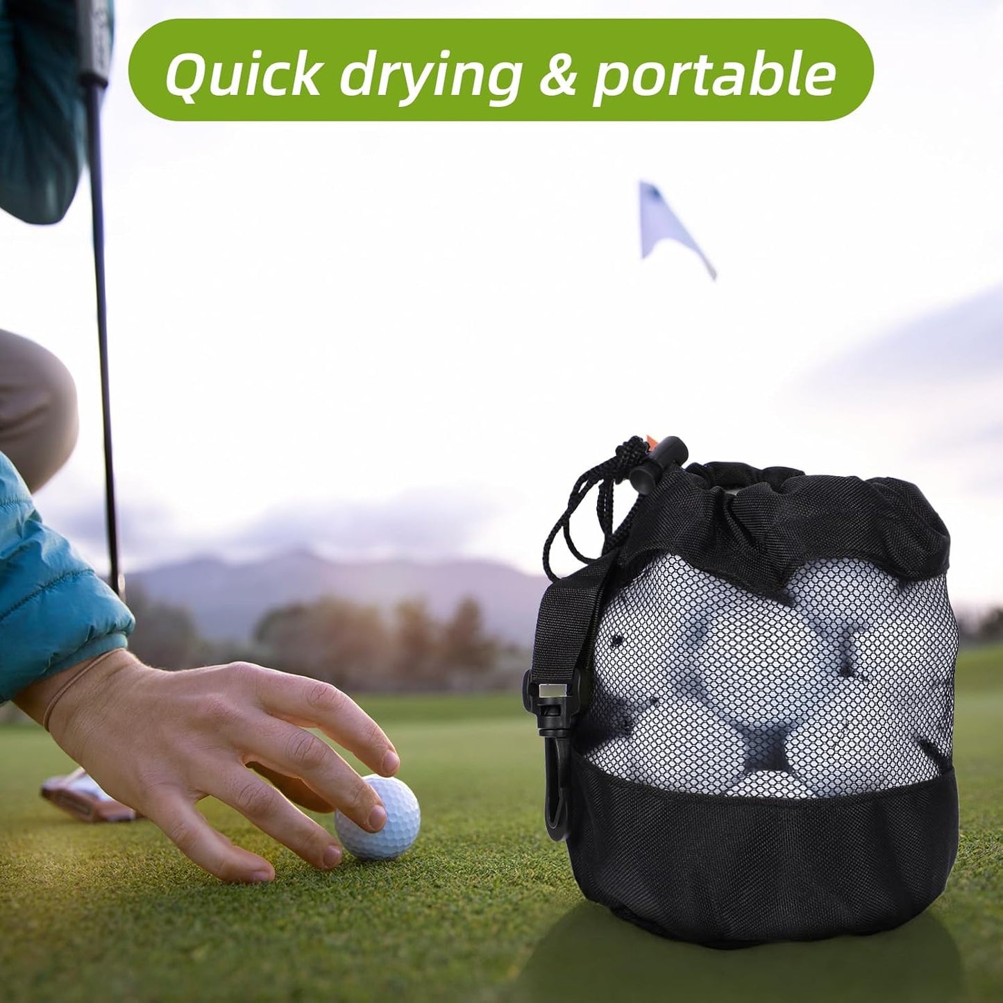 3 Golf Ball Bag, Golf Bag Organizer Golfs Ball Pouch Balls Storage Bags Nylon Mesh Bags Sports Drawstring Pouch for Small Balls Organizer Pings Pong Storage for Baseball Tennis Toys Gadgets