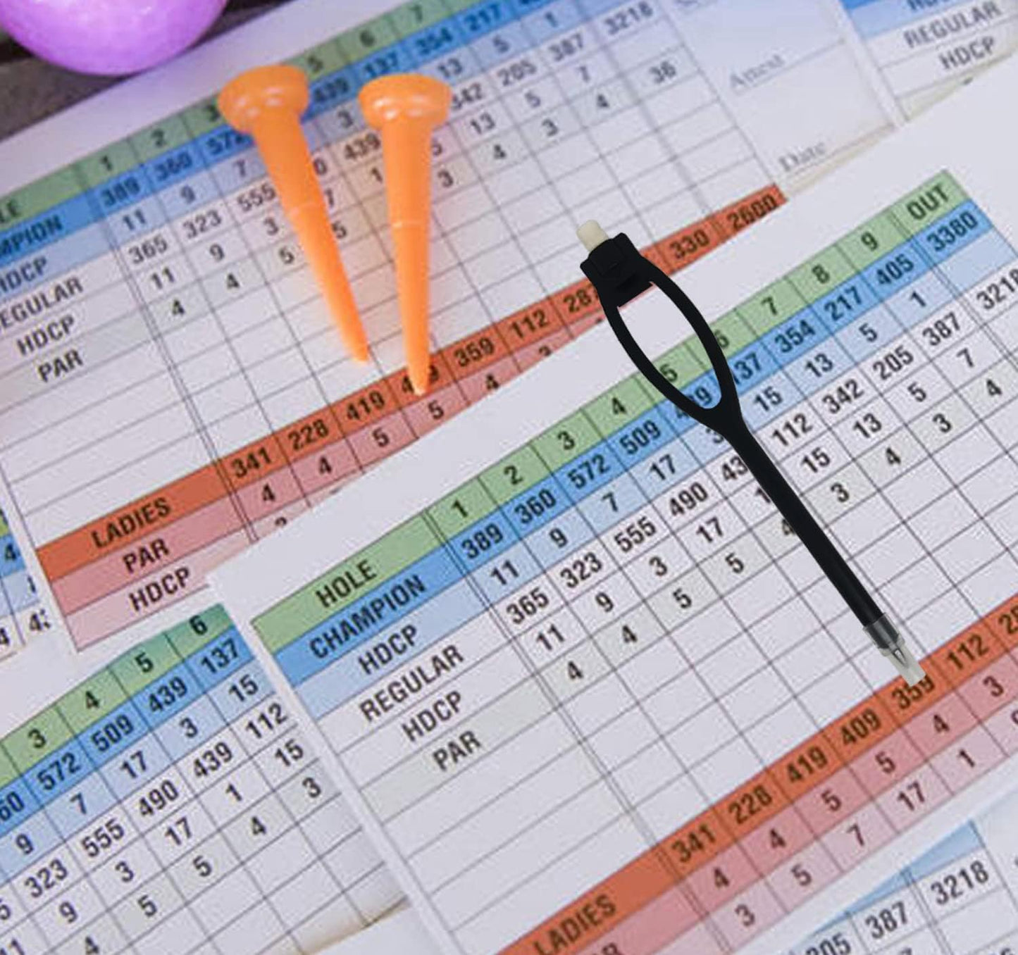 Adhere 50pcs plastic golf pencils with eraser clips scoring pencils for golf events,wedding, company meetings Children's drawing (Black 50pcs)