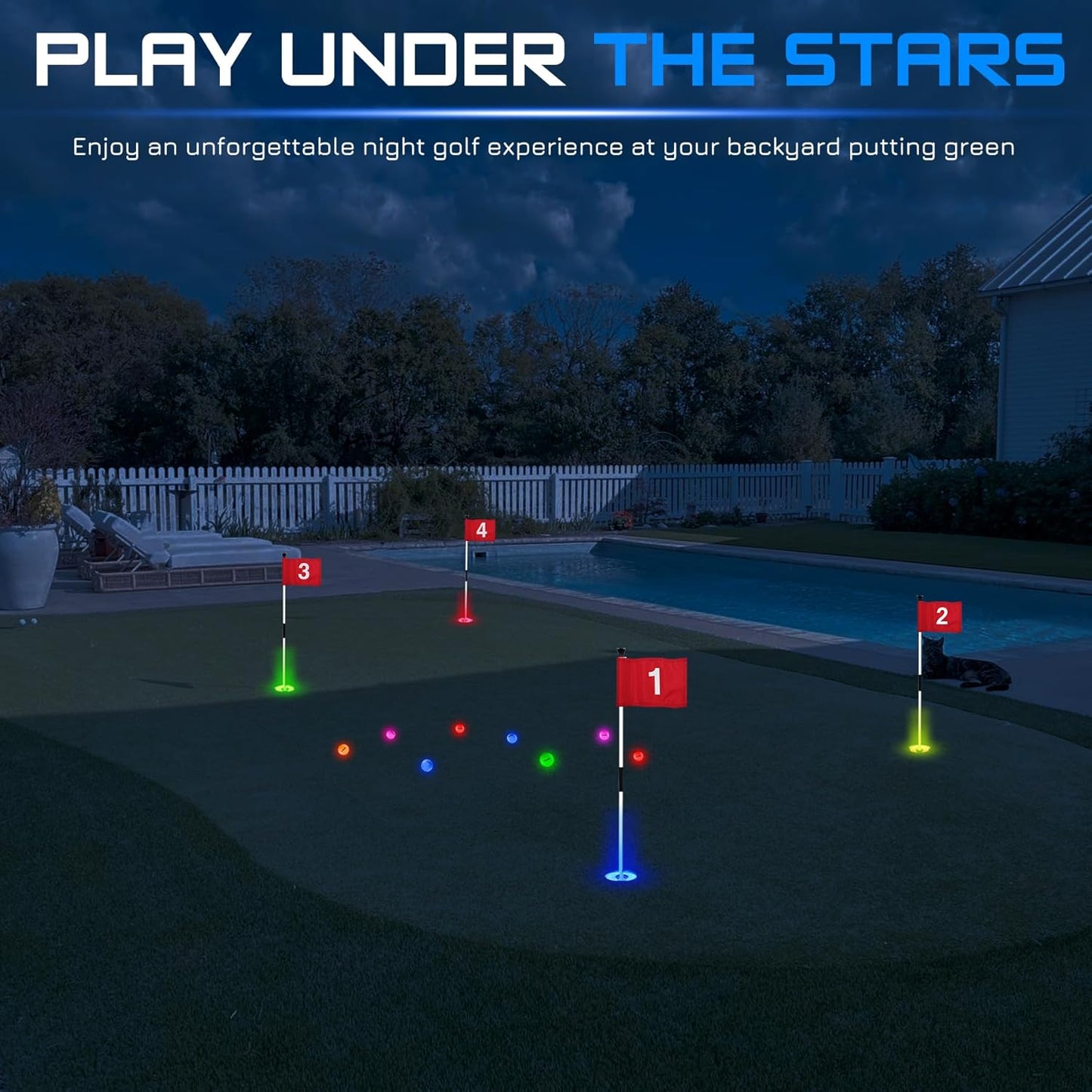 KINGTOP LED Golf Hole Light with Anti-Glare Lens - Battery Operated, Glow in The Dark Putting Cup Lights, Ideal for Night Golf, Backyard Practice Putting Green & Golf Parties