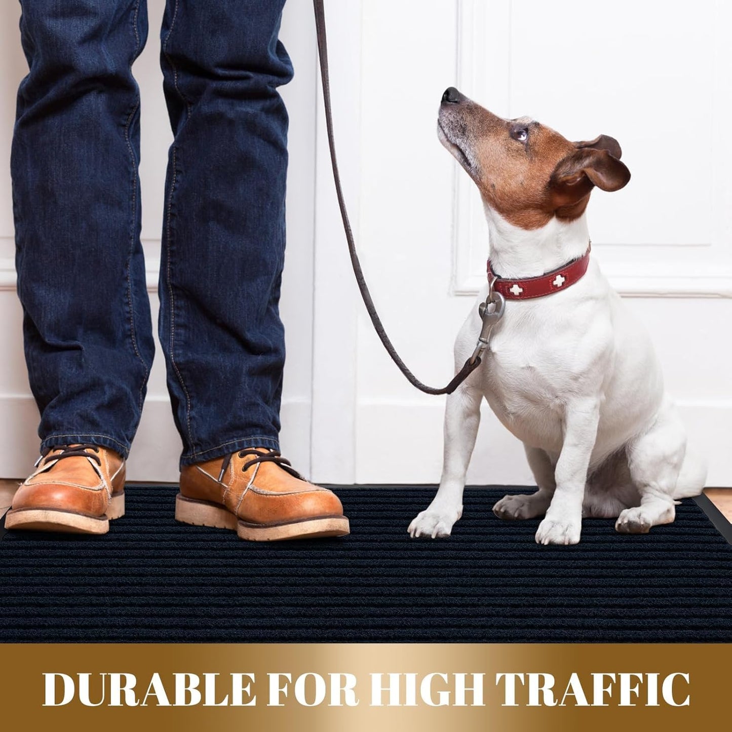 Yimobra Front Door Mat Outdoor Indoor Entrance, 100% Waterproof All-Season All Weather Doormat, Welcome Matt Outside Entry, Non Slip, Low Profile, Heavy Duty Patio Porch Floor Mat,29.5 x 17, Navy Blue