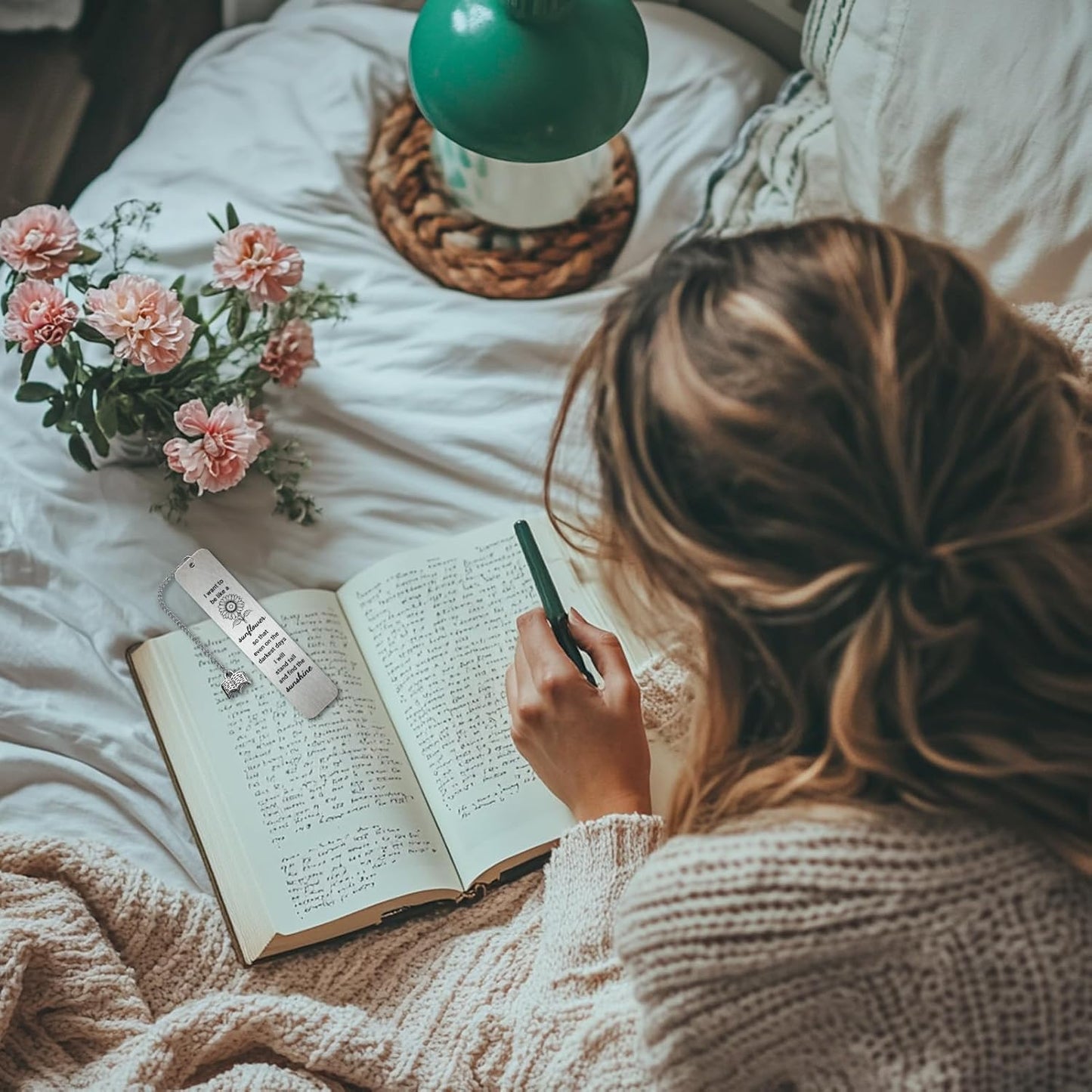 Sunflower Bookmark Gifts for Women, Inspirational Metal Book Marks, Cute Floral Bookmarks for Reading, Sunflower Sunshine Teacher Appreciation Birthday Gifts