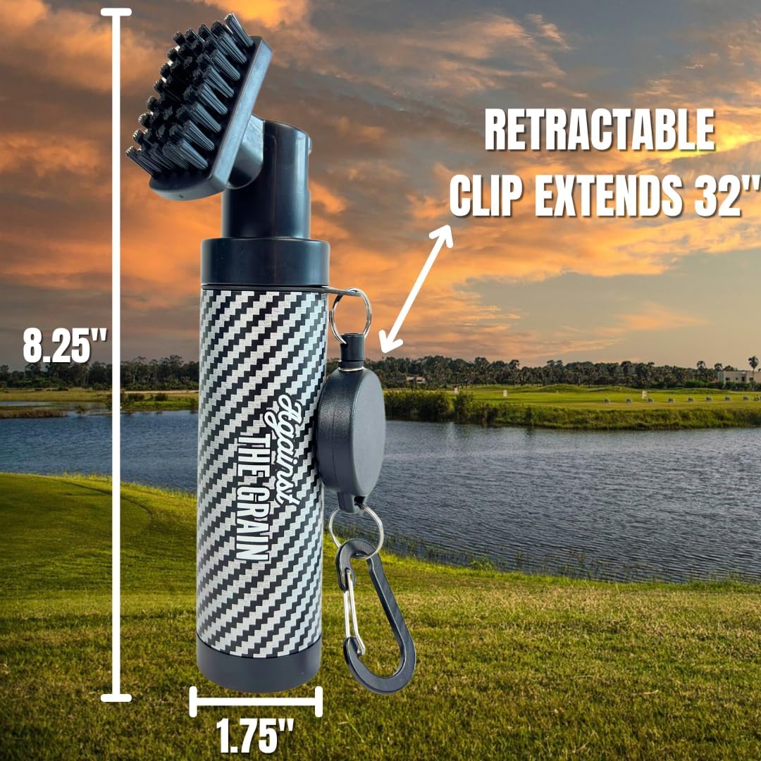 Against The Grain Golf Club Cleaning Kit - Includes Water Golf Club Brush & Microfiber Golf Towel (12"x20") Perfect Golf Bag Accessories for Men & Women Golf Gifts for Men