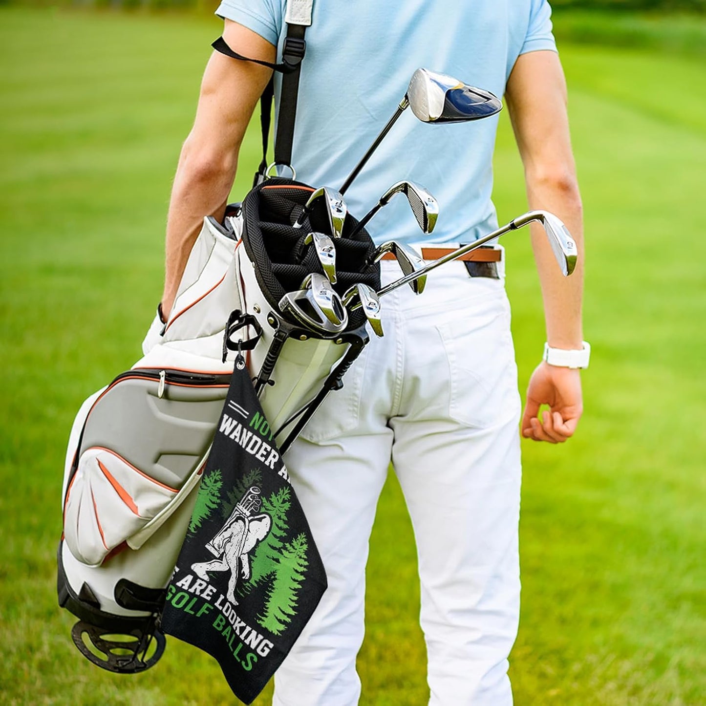 Bigfoot Golf Towel and Brush Set, Sasquatch Gifts for Men and Women Golf Towels Accessories for Golf Bag with Clip Funny Big Foot Club Cleaning Kit Golfers Dad Grandpa Husband Birthday Retirement Gift