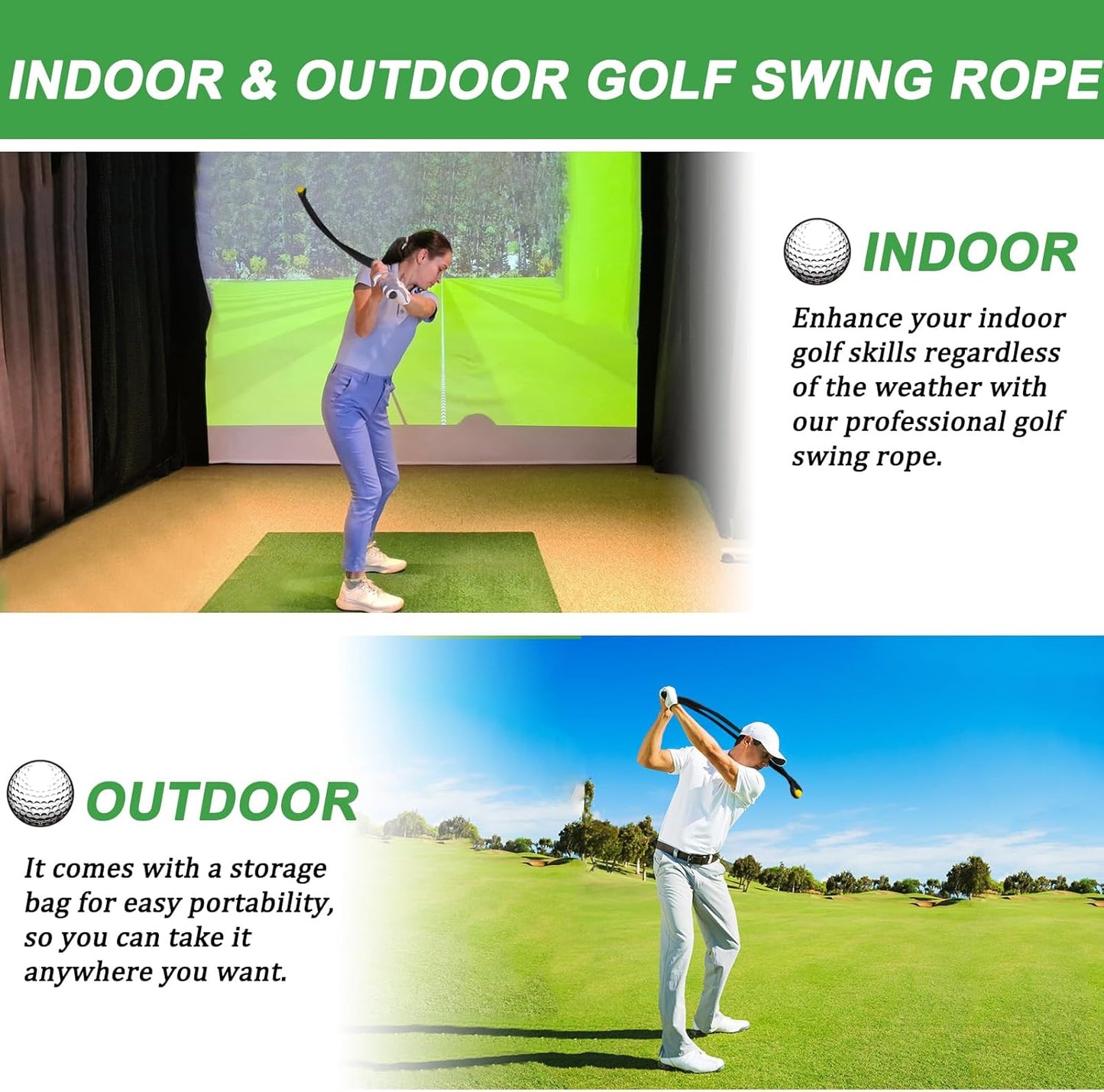 Golf Rope Swing Trainer, Professional Golf Swing Rope Training Aid to Improve Speed, Tempo, Rhythm, Flexibility and Strength, Golf Warm-Up Practice Equipment for Golfers of All Levels