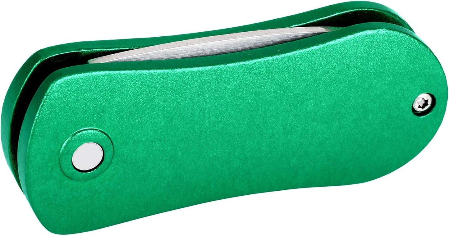 Mile High Life Golf Divot Repair Tool, All Metal Foldable Divot Tool with Pop-up Button & Magnetic Ball Marker