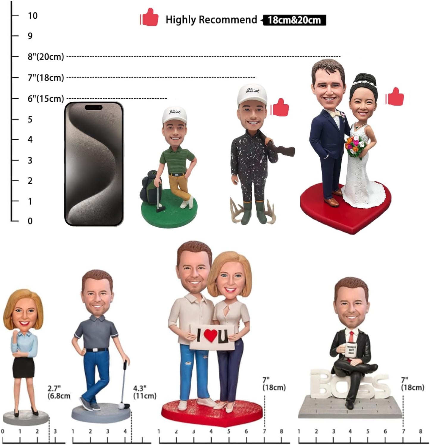 Custom bobblehead, Casual Golf Handmade πππ«π¬π¨π§ππ₯π’π³ππ Sculpture Gift, Suitable for Men, Boyfriends, Husbands, Grandchildren, sons, Office Colleagues or Bosses