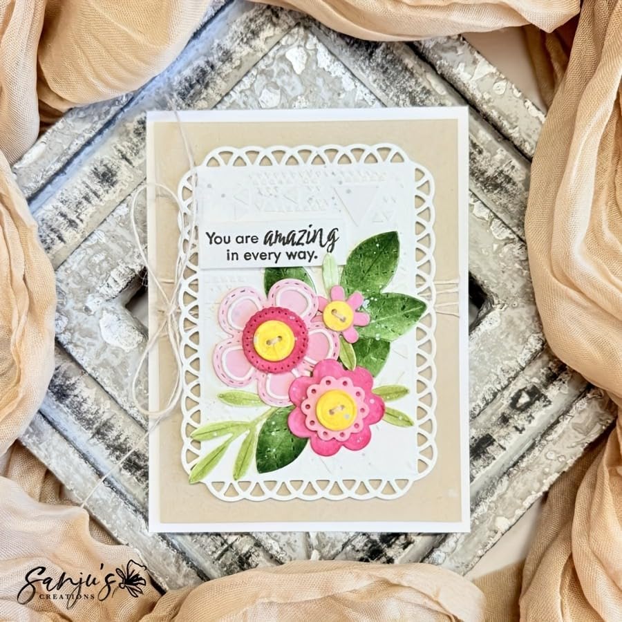 Flowers Metal Cutting Die for Scrapbooking - Cut Stencils for DIY Scrapbook Photo Album Decorative Paper Card, Card Making Supplies, Stencils & Crafting Die Cut (Happy Flower 6.4 x 4.1 in)