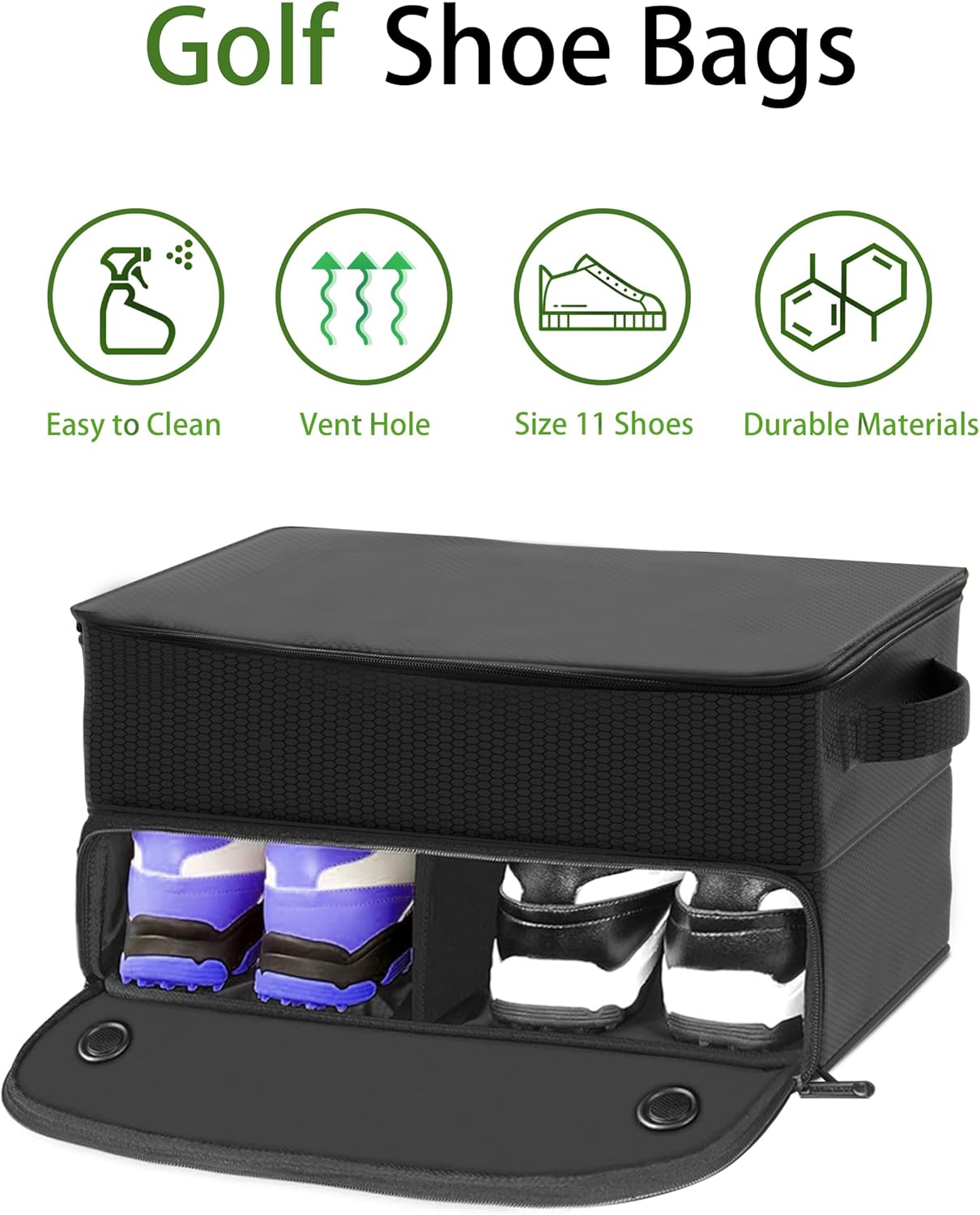 CAMPLAND 2 Layer Trunk Organizer, Waterproof Car Locker for 2 Pair Shoes, Durable Trunk Storage for Balls, Tees, Clothes, Gloves, Accessories, Golf Gifts