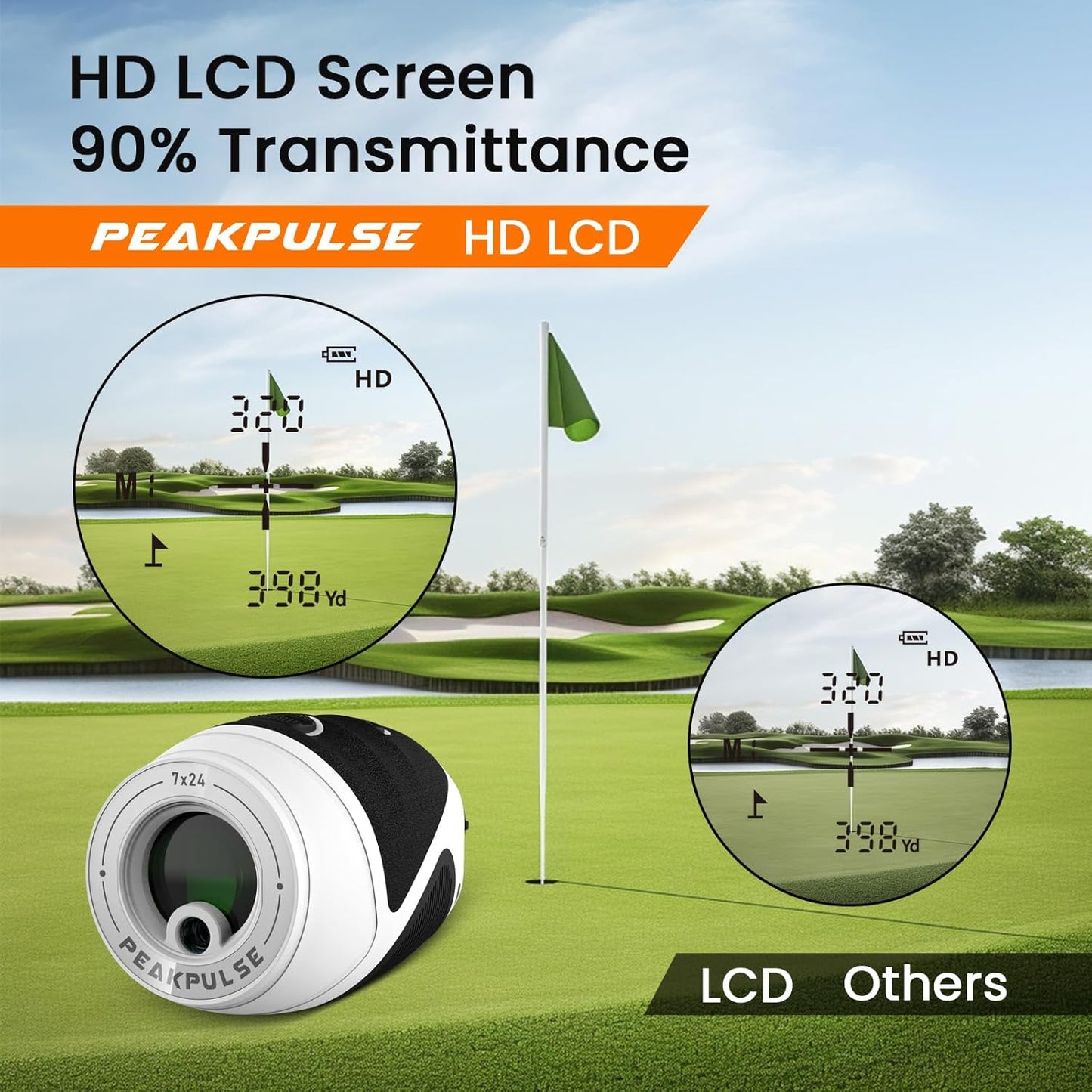 1200 Yards Mini Golf Range Finder for Golfer and Hunter Rangefinder HDLCD 7X Magnification with Slope for Hunting Men Women Rechargeable Flag Locked with Vibration Angle VD HD