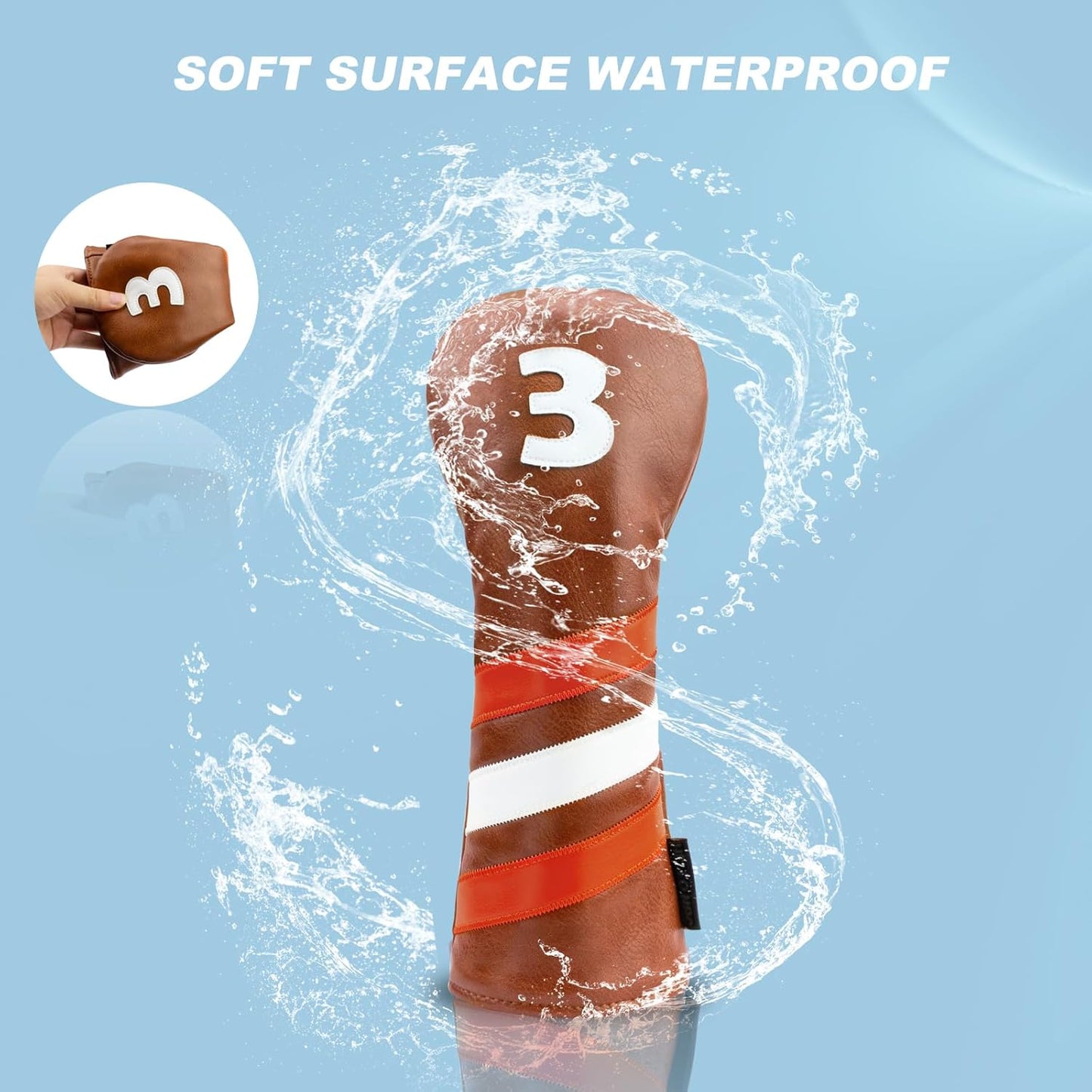 4pcs or 1pc Golf Club Head Covers for Woods, Driver, Fairway, Hybrid – Premium PU Leather with Interchangeable Tags & Magnetic Blade and Mallet Putter Covers