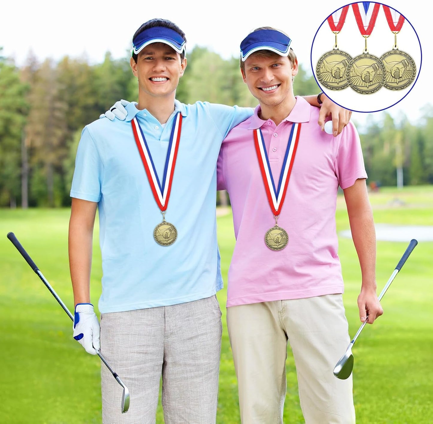 36 Pcs 2'' Gold Medals Bulk Volleyball Football Basketball Soccer Baseball Archery Dink Ball Cheer Track Bowling Awards Medals with Ribbons for Sports Participation Winner Gift