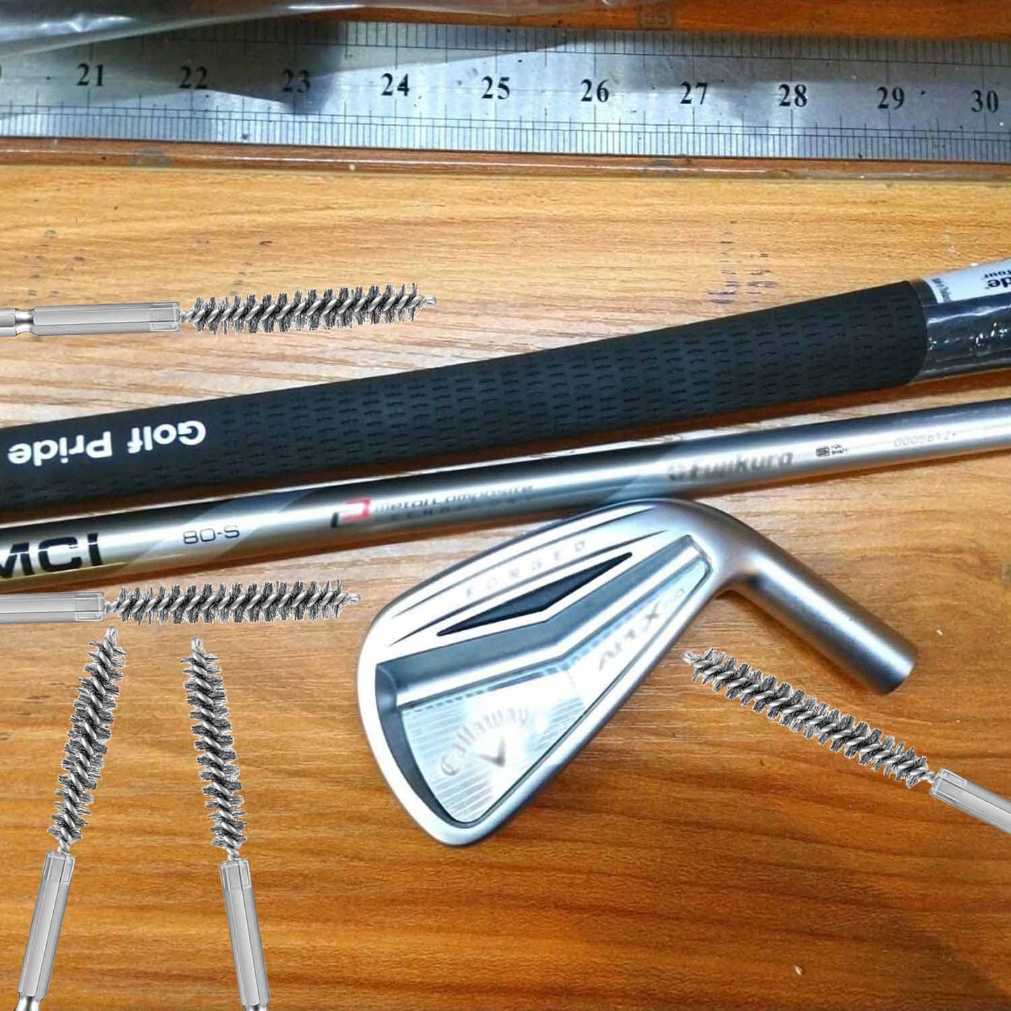 Golf Clubs Head Hosel Brush Golf Shaft Ferrules Brush Stainless Steel Bore Brush Wire Brush Cleaning Tool Electric Drill Wire Brush for Wood and Iron (2)