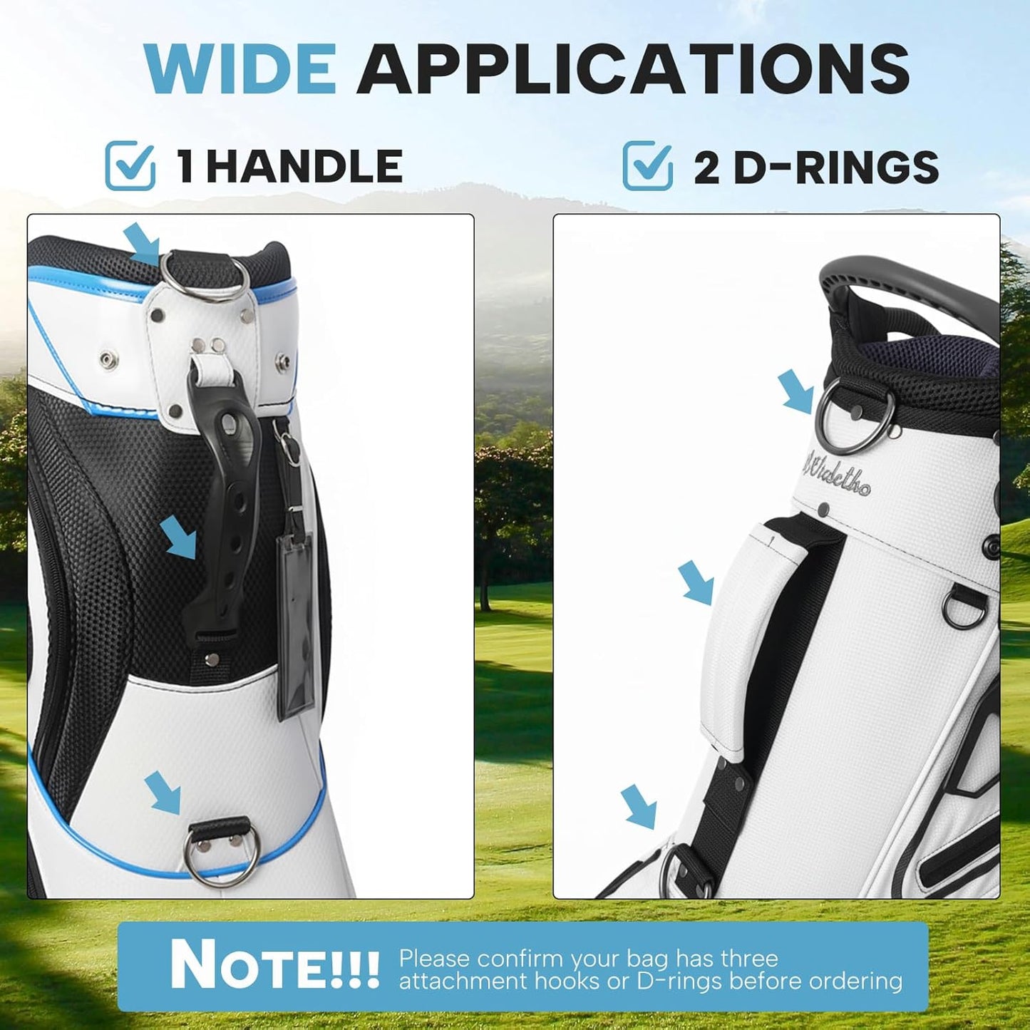 Golf Bag Shoulder Strap, Universal Golf Bag Strap Replacement Double Shoulder Adjustable Strap Padded Golf Bag Carry Strap