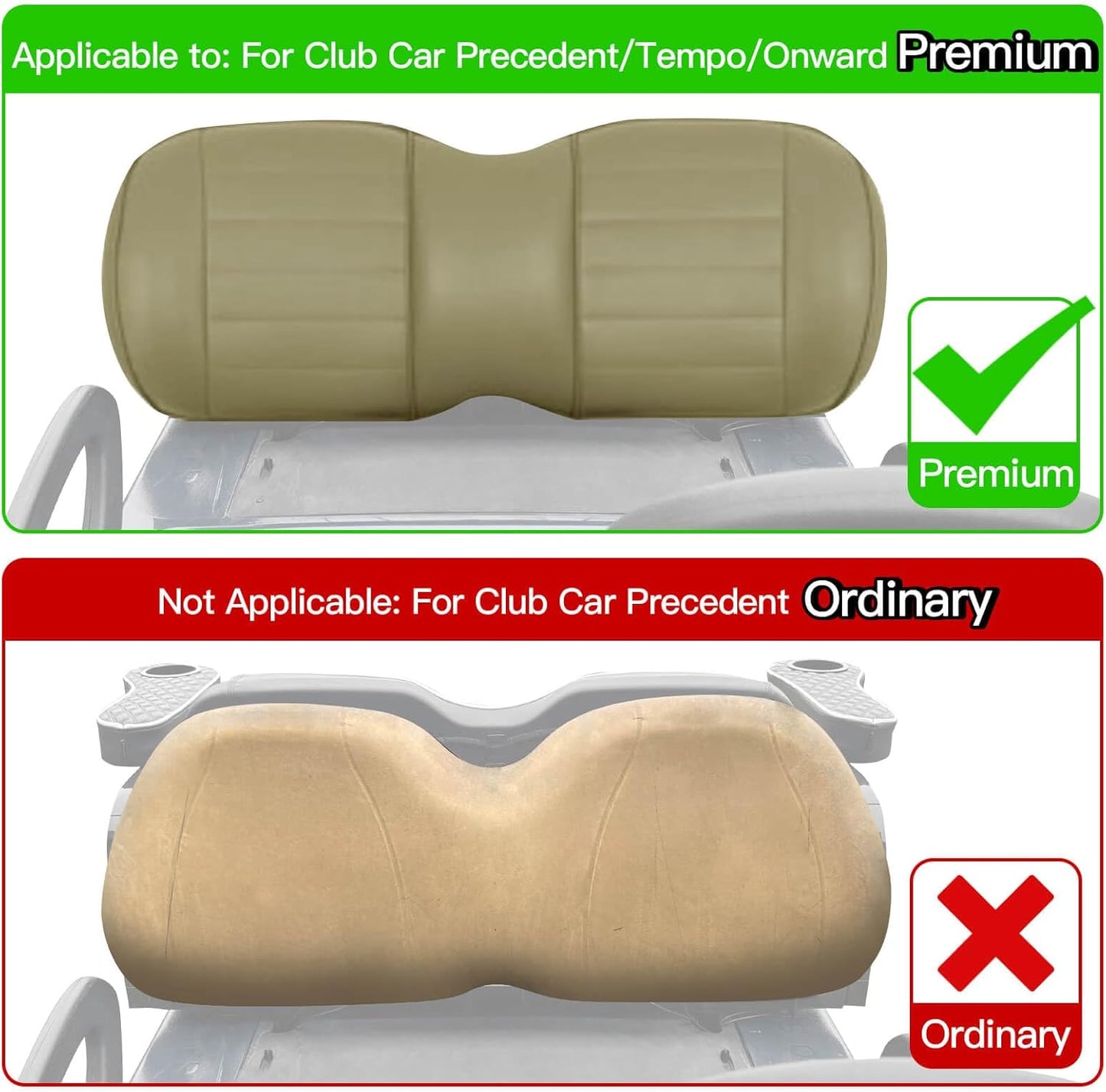 NOKINS Golf Cart Seat Covers Fit Club Car Precedent/Tempo/Onward Premium Front Seat Cushion, Golf Cart Vinyl Leather Diamond Seat Covers, Soft/Scratch-Resistant/No Stapler Needed