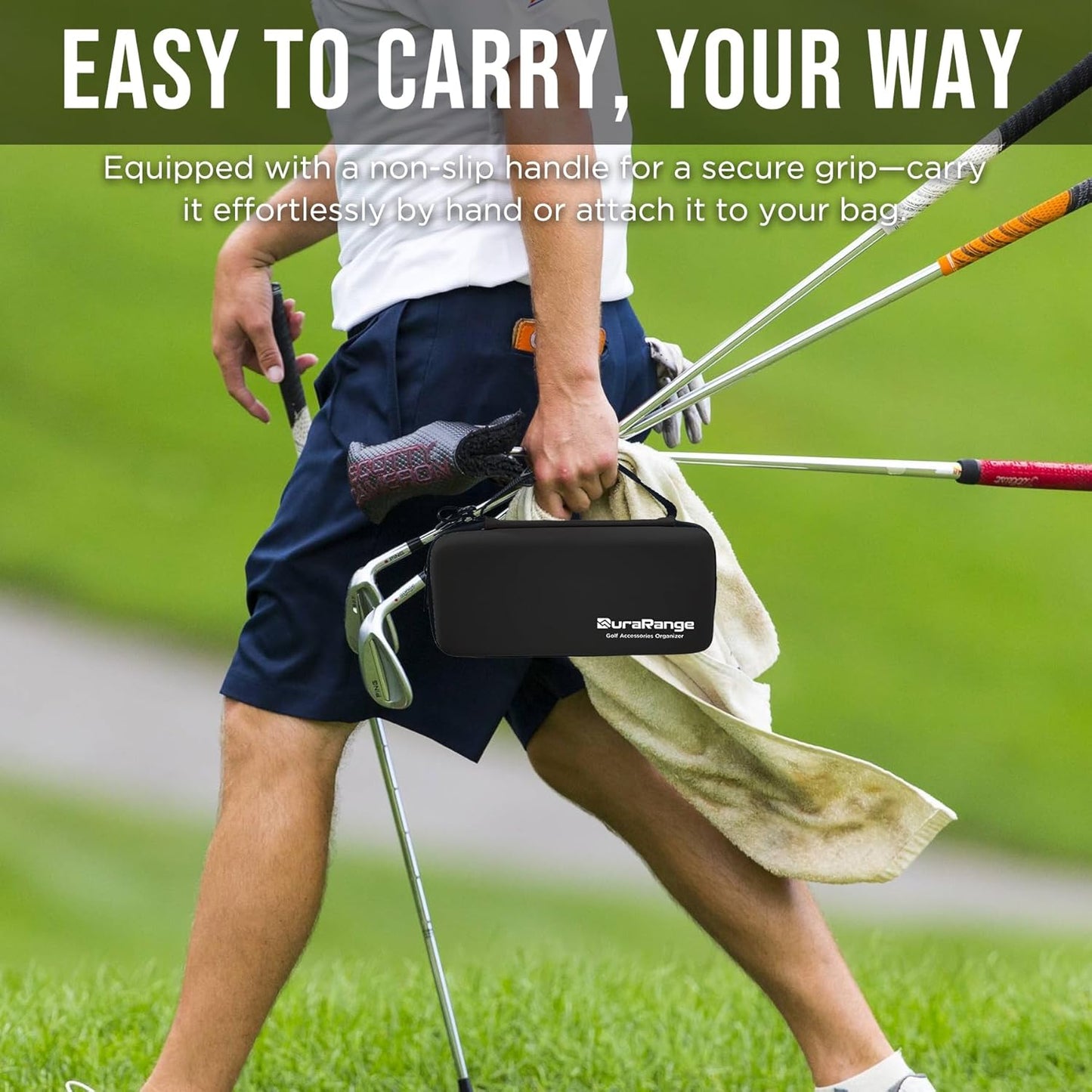 Golf Glove Holder Case with Glove Shaper - Portable Golf Accessories Organizer for Men & Women - Waterproof 900D Nylon, Large Capacity for Balls, Tees, Markers - Ideal Gift