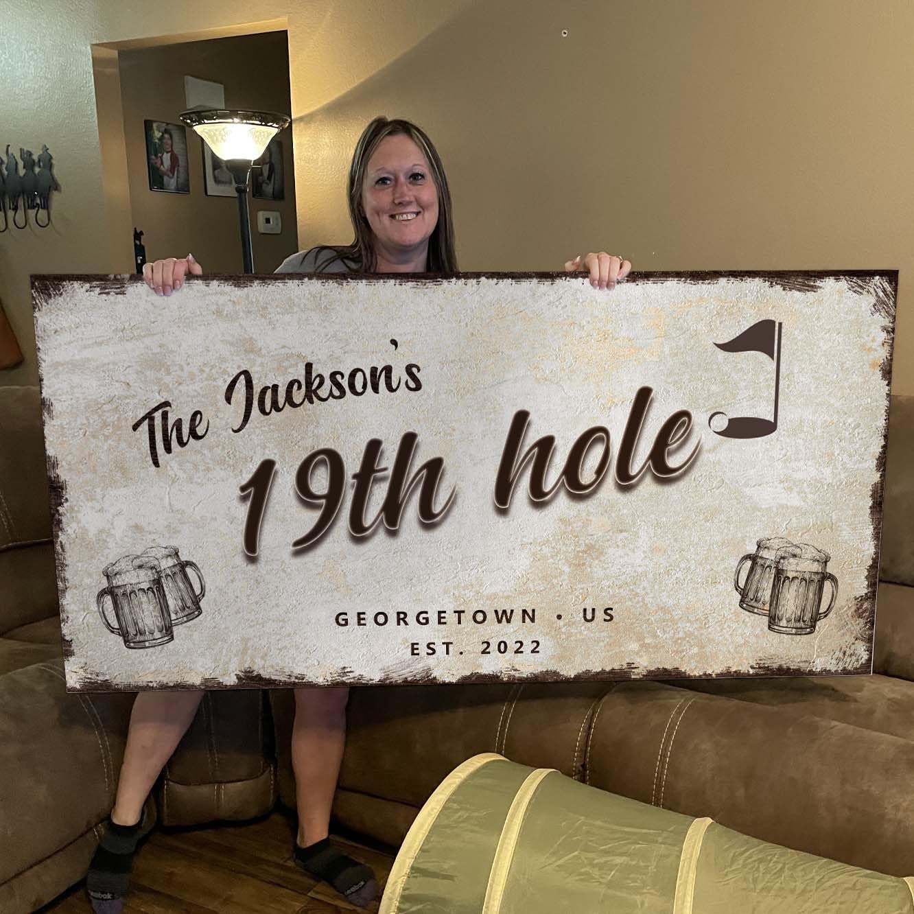 TAILORED CANVASES Golf Art Decor - Personalized Vintage Golf Wall Art Sign for Man Cave, Bedroom, Basement, Home Bar and Custom Gift for Husband, Dad, Wedding & Anniversary - 19th Hole Sign, 48"x16"