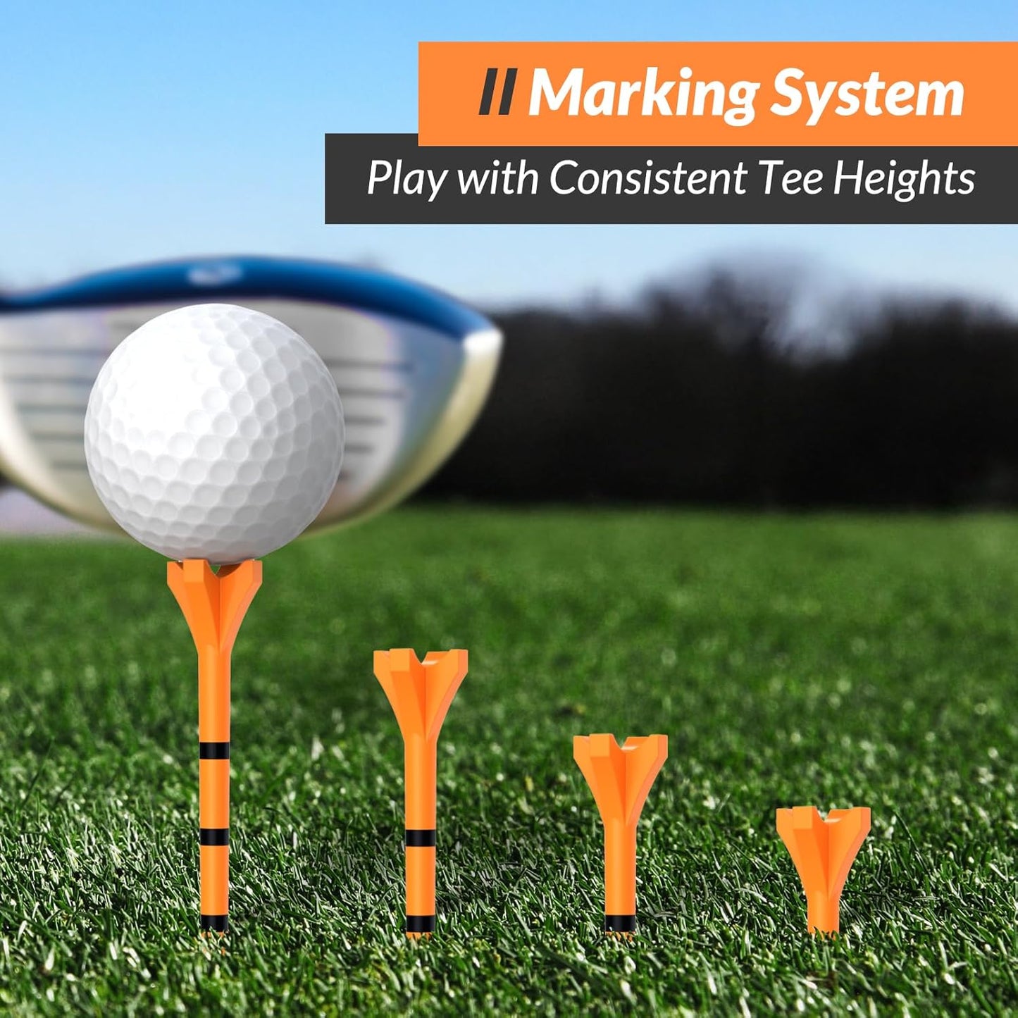 Plastic Golf Tees, 150 Pack (130 Driver Tees + 20 Iron/Hybrid Tees), Low Friction & Resistance, 4-Prongs Head Design to Reduce Friction & Side Spin