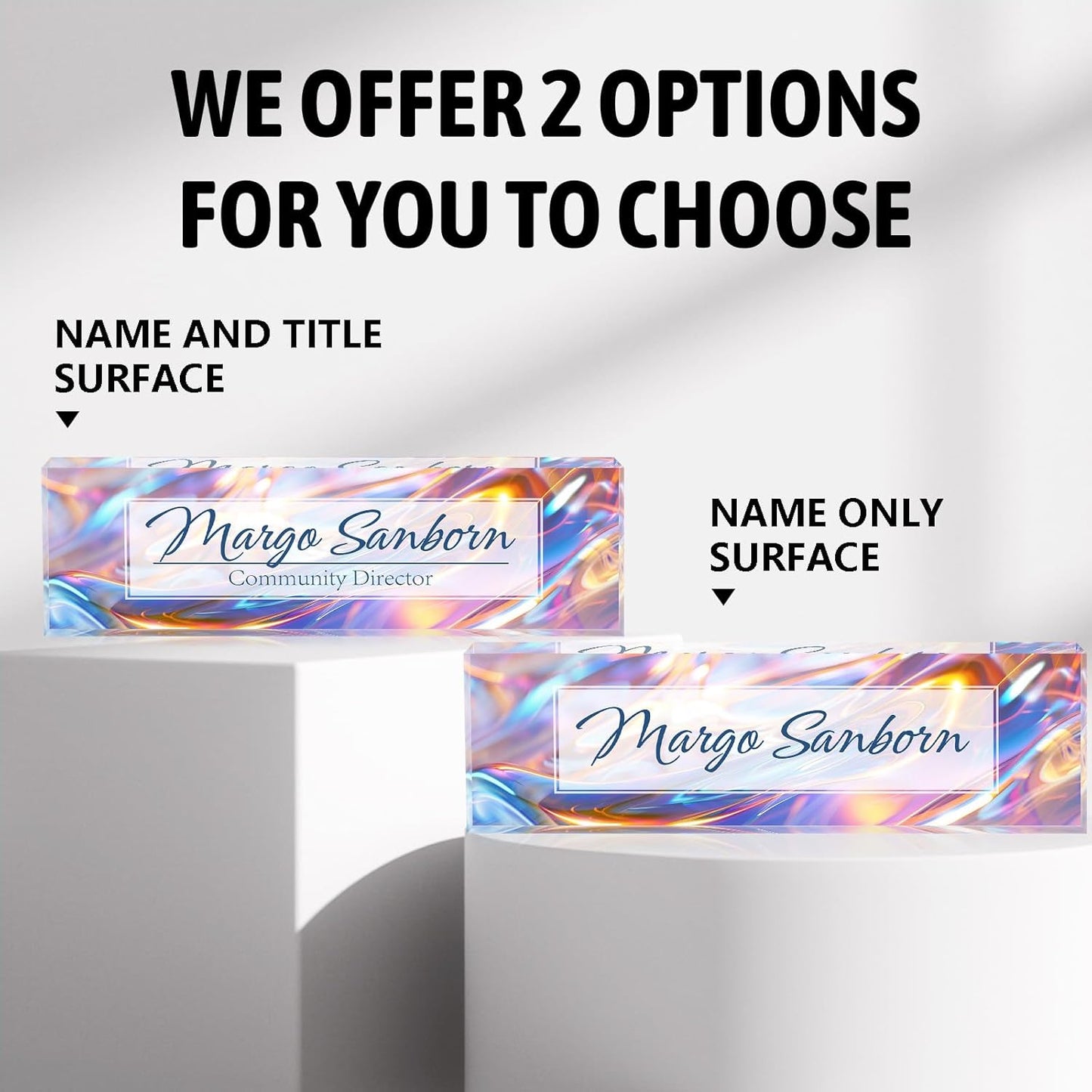 Personalized Name Plate for Desk Custom Acrylic Desk Name Plate Custom Employee Appreciation Gifts Office Gifts for Women, Men, Boss, Coworkers, Teacher, Nurse (Colored Glaze)