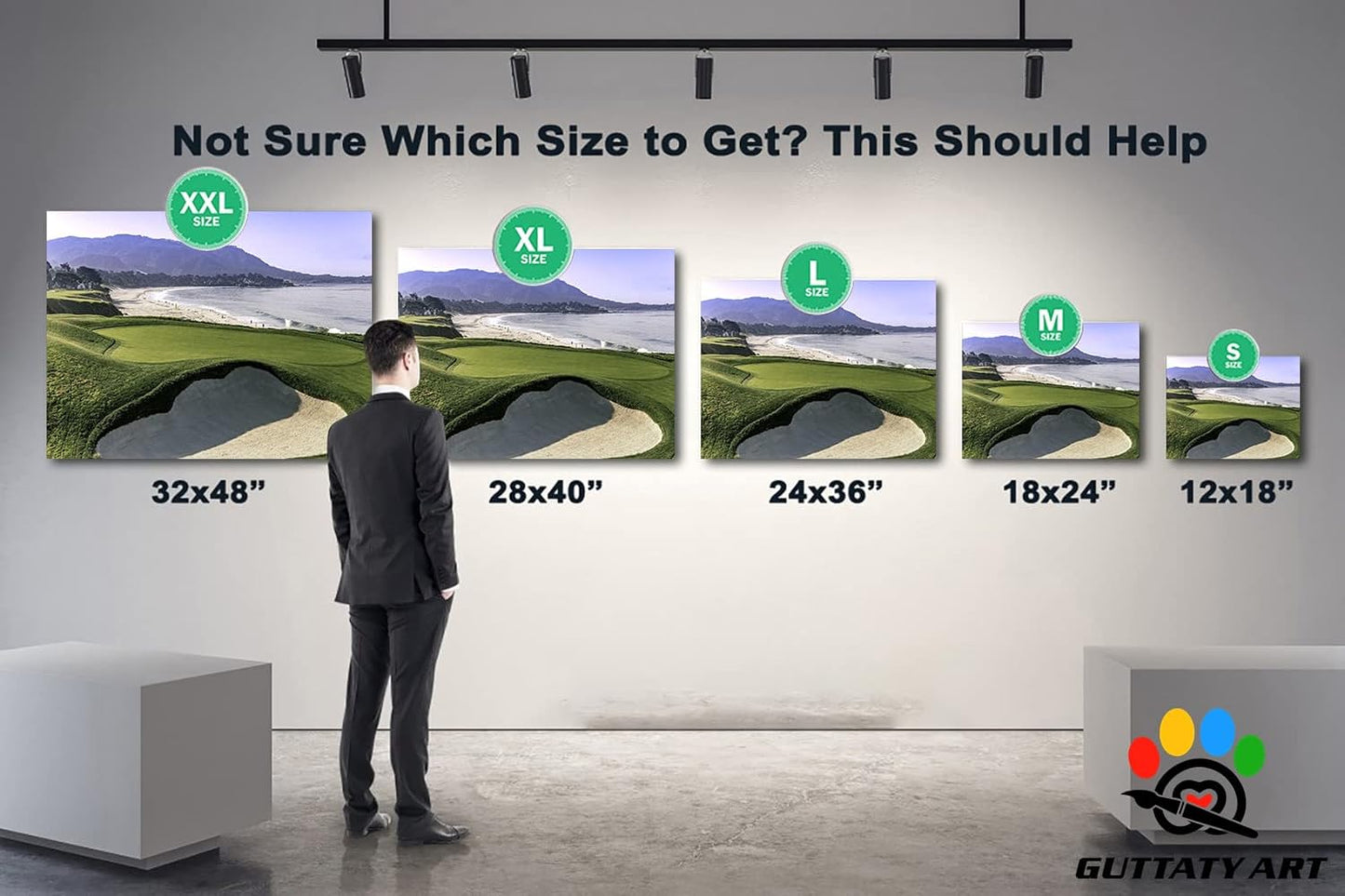 GUTTATY Golf Course Wall Art, Golf Pictures Posters Canvas Print Wall Decor for Golfer's Man Cave Home Ofice Ready to Hang (24x36 Inches)