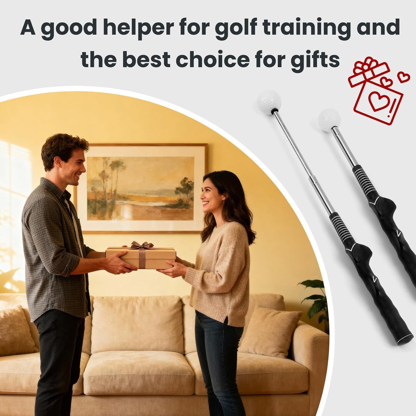 Retractable Golf Swing Training Aid, Golf Swing Trainer ,Right-Handed&Left-Handed Golf Club for Indoor Practice,Golf Accessories,Tempo Training for Chipping Hitting
