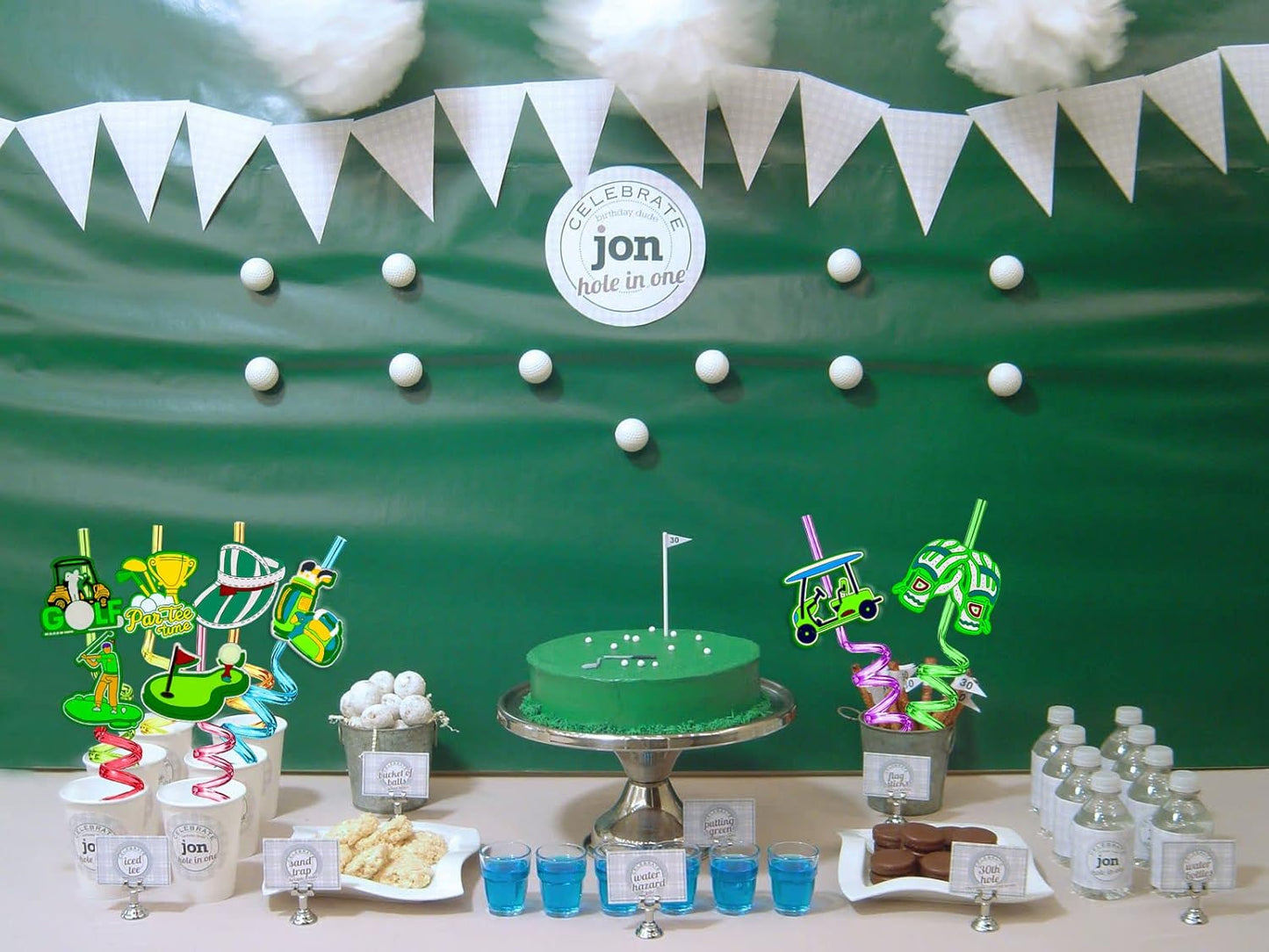 24pcs Golf Themed twisty Reusable Straws for Golf Party Favor Gift Bags,Daily Drinking Straws,Birthday Party,Class Reunions,Sports Golf Party supplies,With 2 Cleaning Brushes.(8color)