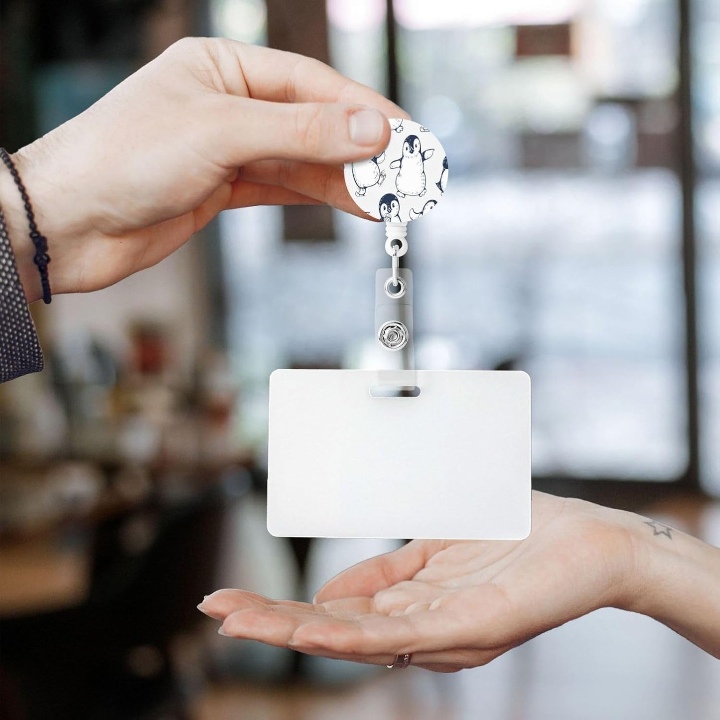 Cute Penguins Badge Reels Retractable Badge Holder with Clip for Id Name Tag Office Worker Student Teacher Nurse Doctor