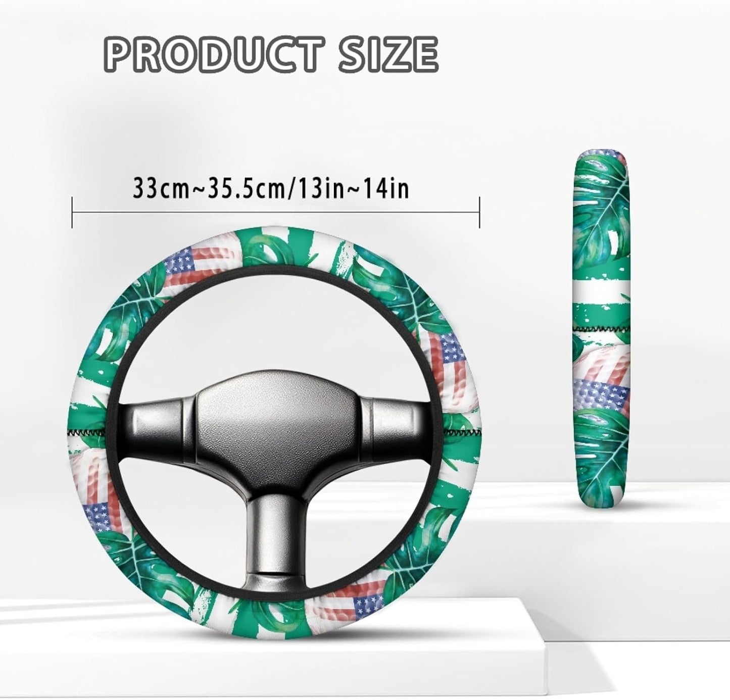 USA Flag Golf Ball Golf Cart Steering Wheel Cover Palm Leaves Neoprene Golf Cart Steering Wheel Covers Accessories for Club Car