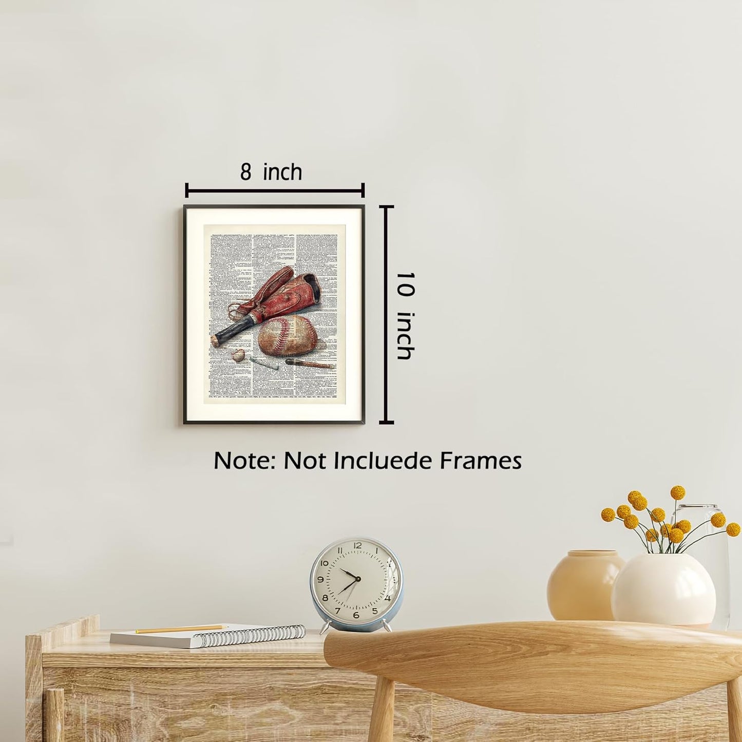 KSDUT Retro Baseball Wall Decor Art Set of 4 - Vintage Artwork Poster Prints Gym Club Wall Decor Baseball Gifts Wall Art for Office Games Sports Room Decorations - 8"x10" Unframed