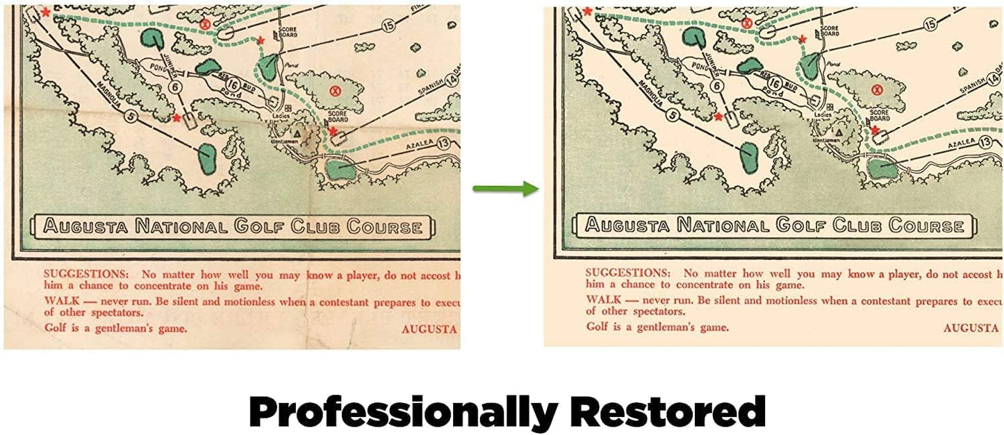 Historic Map - Augusta National Golf Club Course, 1954 - Unframed Vintage Wall Art (11in x 14in)