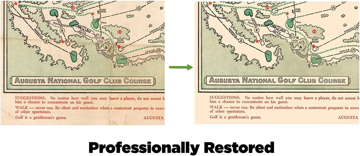 Historic Map - Augusta National Golf Club Course, 1954, Augusta National Golf Club - Vintage Wall Art (18x24 Framed)