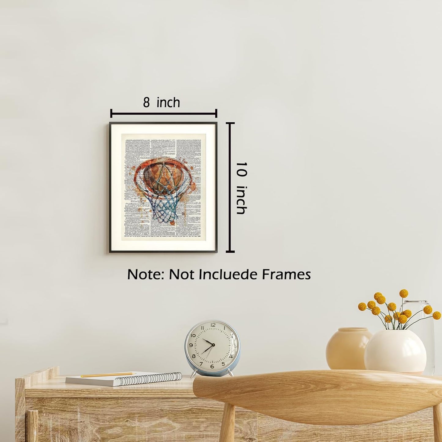 KSDUT Retro Basketball Wall Decor Art Set of 4 - Vintage Artwork Poster Prints Gym Club Wall Decor Basketball Gifts Wall Art for Office Games Sports Room Decorations - 8"x10" Unframed