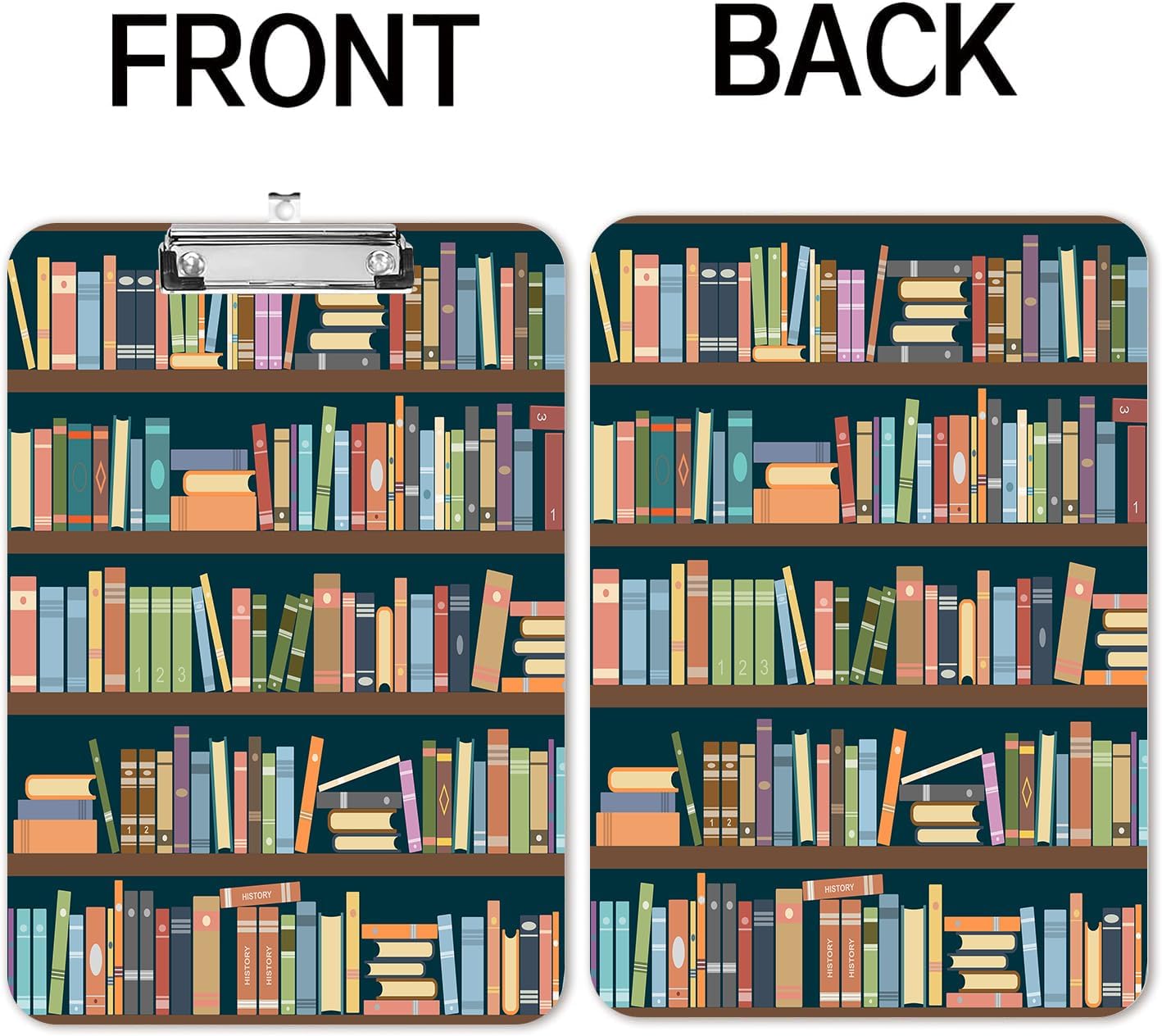 Fashion A4 Clipboard, Standard Letter Size 9" x 12.5", Decorative Wooden Clipboard with Low Profile Metal Clip for Office, School, Teachers, and Students, Book Library