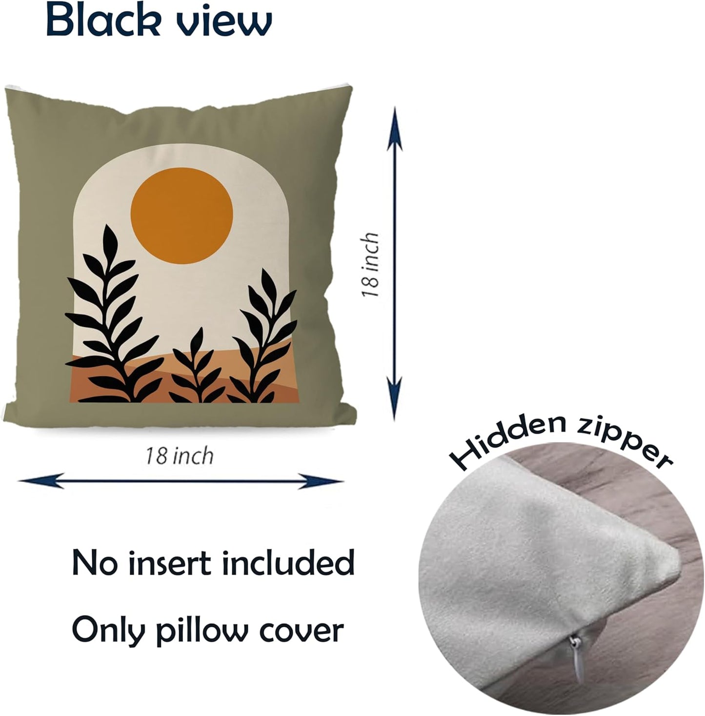 KEUSPI Boho Pillow Covers, Boho Mid Century Sun Botanical Leaf Mountain Nature Throw Pillow Covers,Throw Pillow Covers 18×18 Set of 4,Bohemian Home Decor,Bohemian Gifts for Women Girls