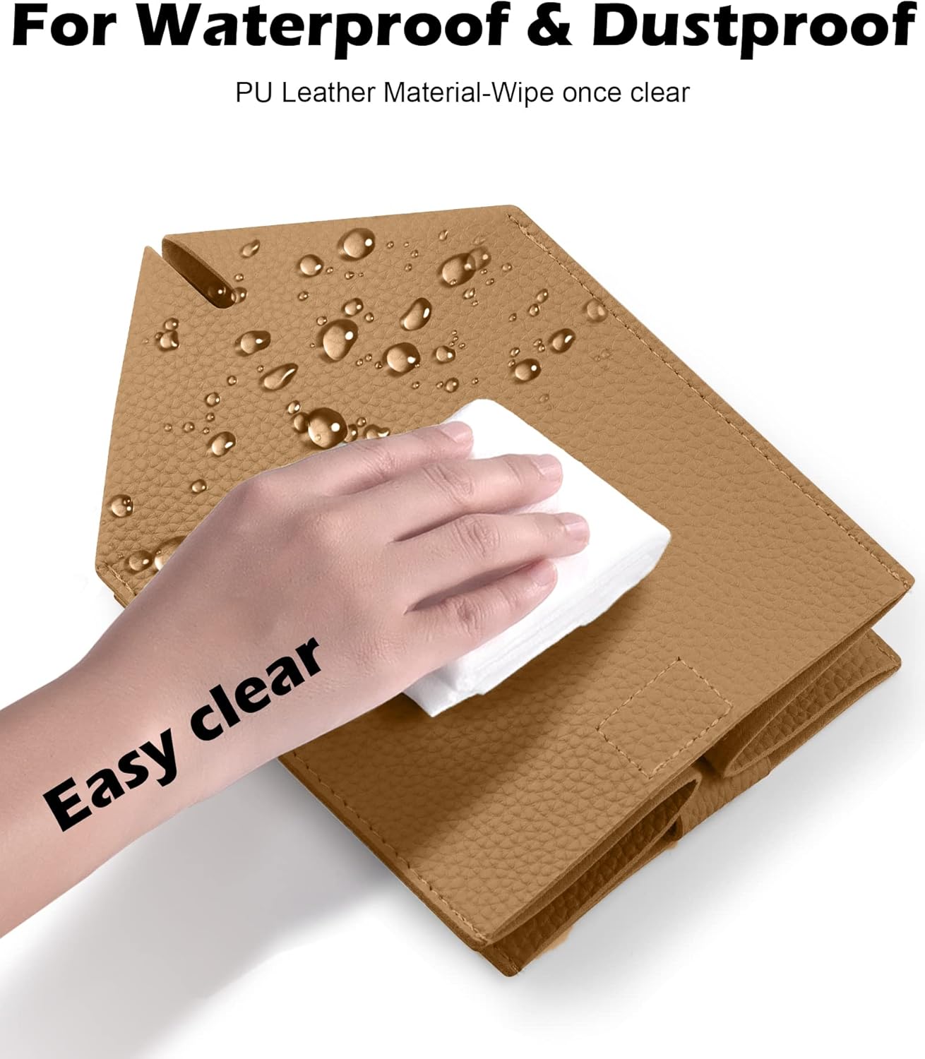 Tissue Box Cover for PU Leather, Modern Simple Solid Color Holder Square Tissue Bag, Ideal for Bathrooms,Office,Car,Nightstand,Outdoor Tent,Dining Table,5"X5"X5", Single Bronze