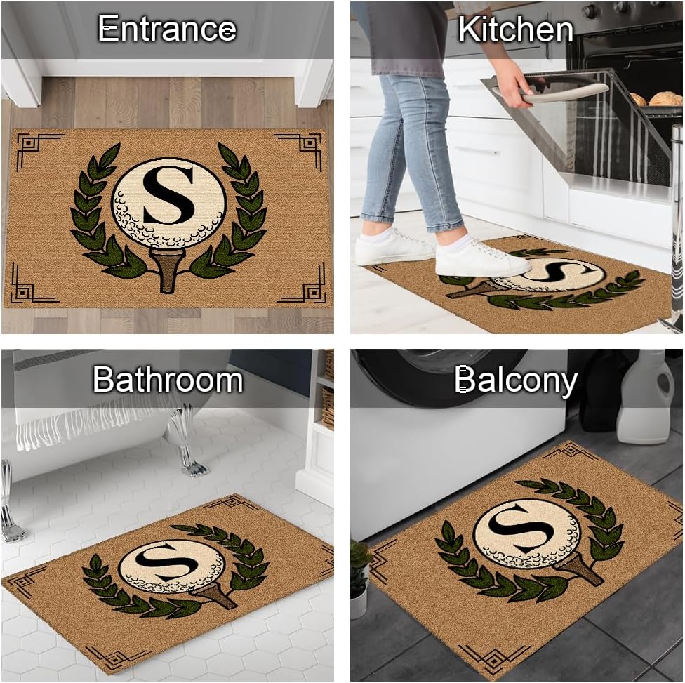 Personalized Golf Doormat – Personalized Welcome Mat with Family Name Year – Non Slip Outdoor Entry Rug for Porch, Garage, or Golf Lover Home Decor, for Men (Golf Doormat 02)