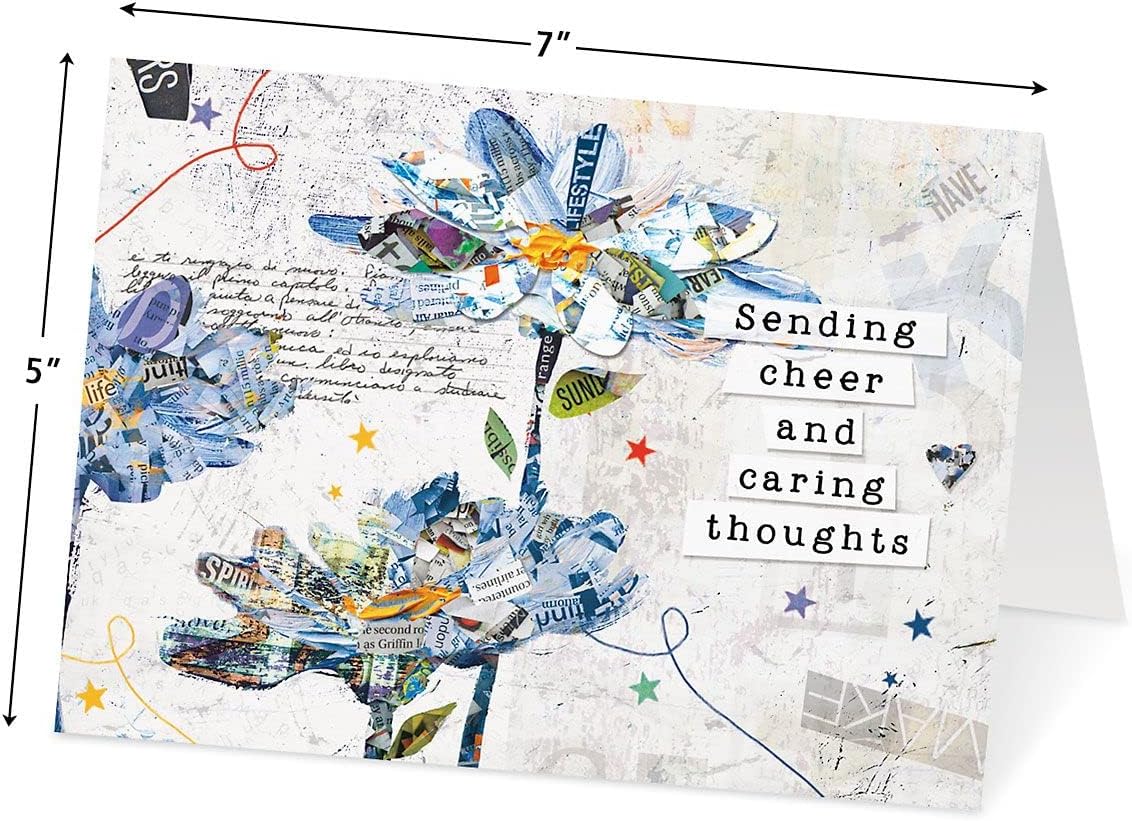 Current Caring Get Well Wishes Greeting Cards Value Pack - Set of 20, 10 Unique Designs, Large 5 x 7 Inch Cards, Sentiments Inside, Envelopes Included